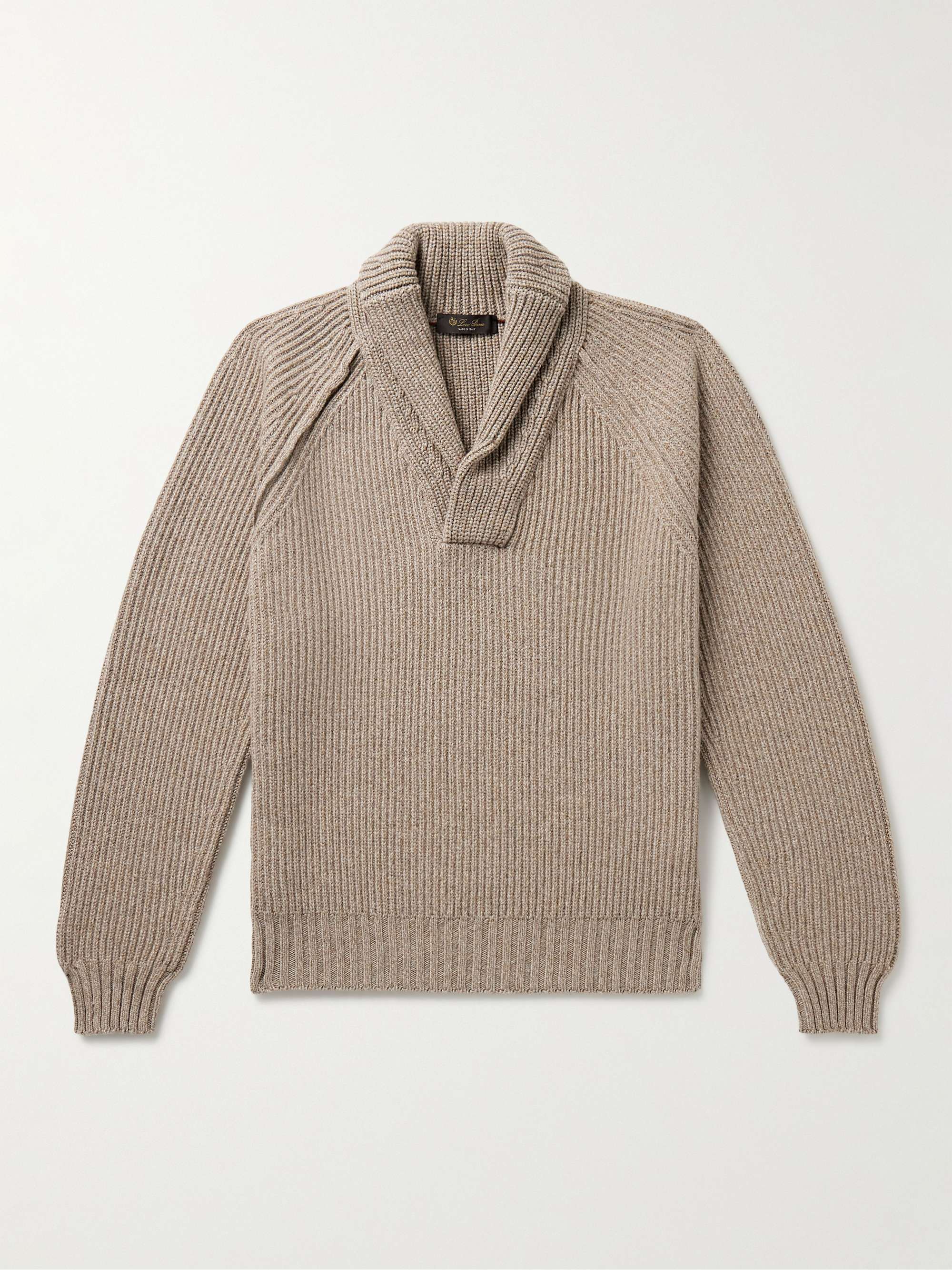 Archer Shawl-Collar Ribbed Cashmere Sweater view