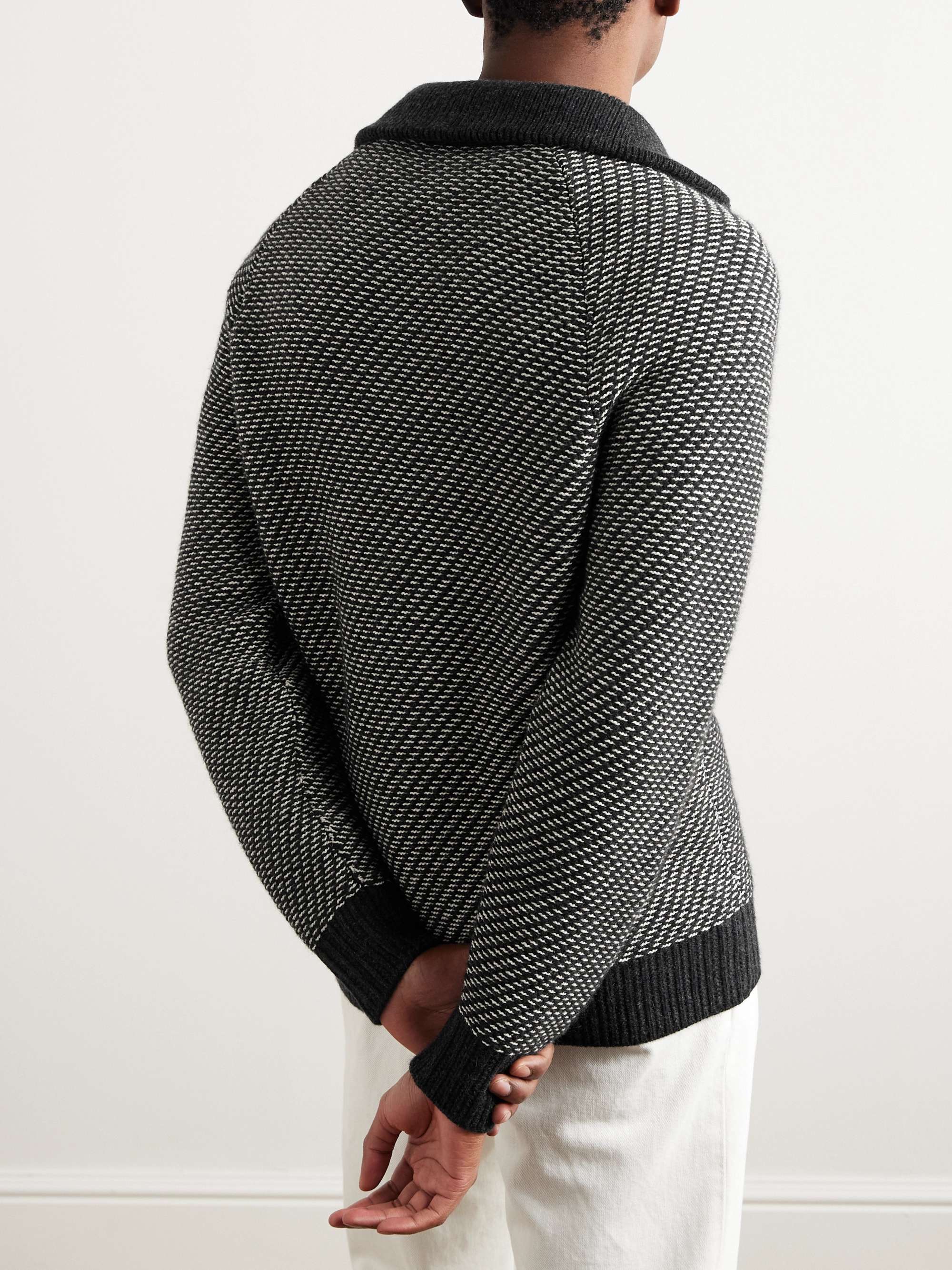 Cashmere and Cotton-Blend Half-Zip Sweater view