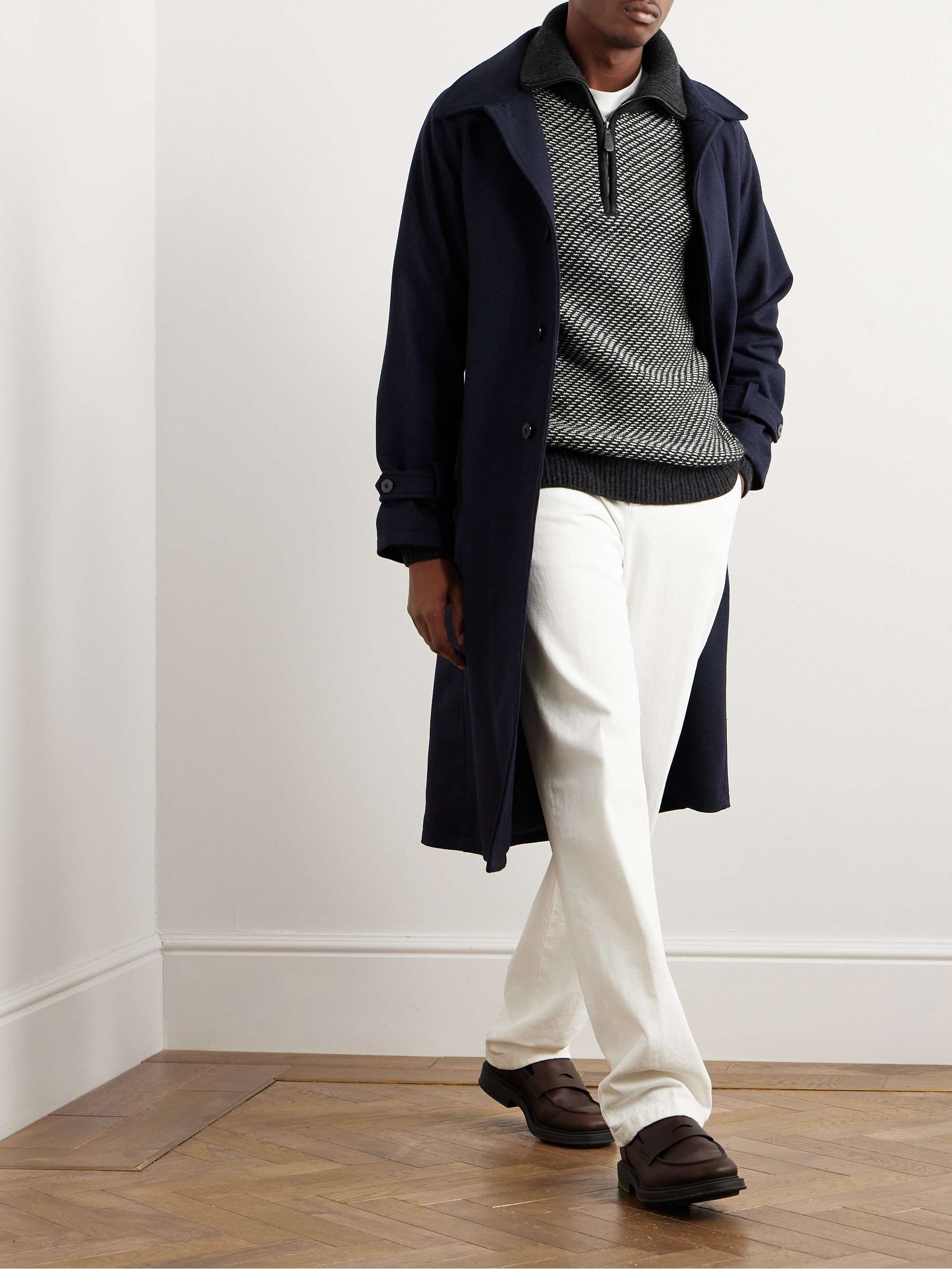 Cashmere and Cotton-Blend Half-Zip Sweater view