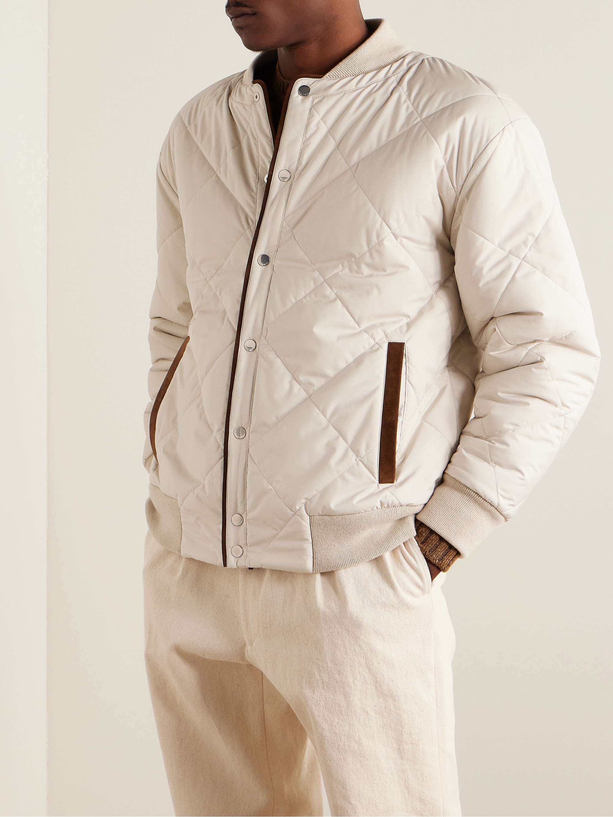 Arosa Reversible Suede-Trimmed Cashfur and Quilted Wind Shell Bomber Jacket view
