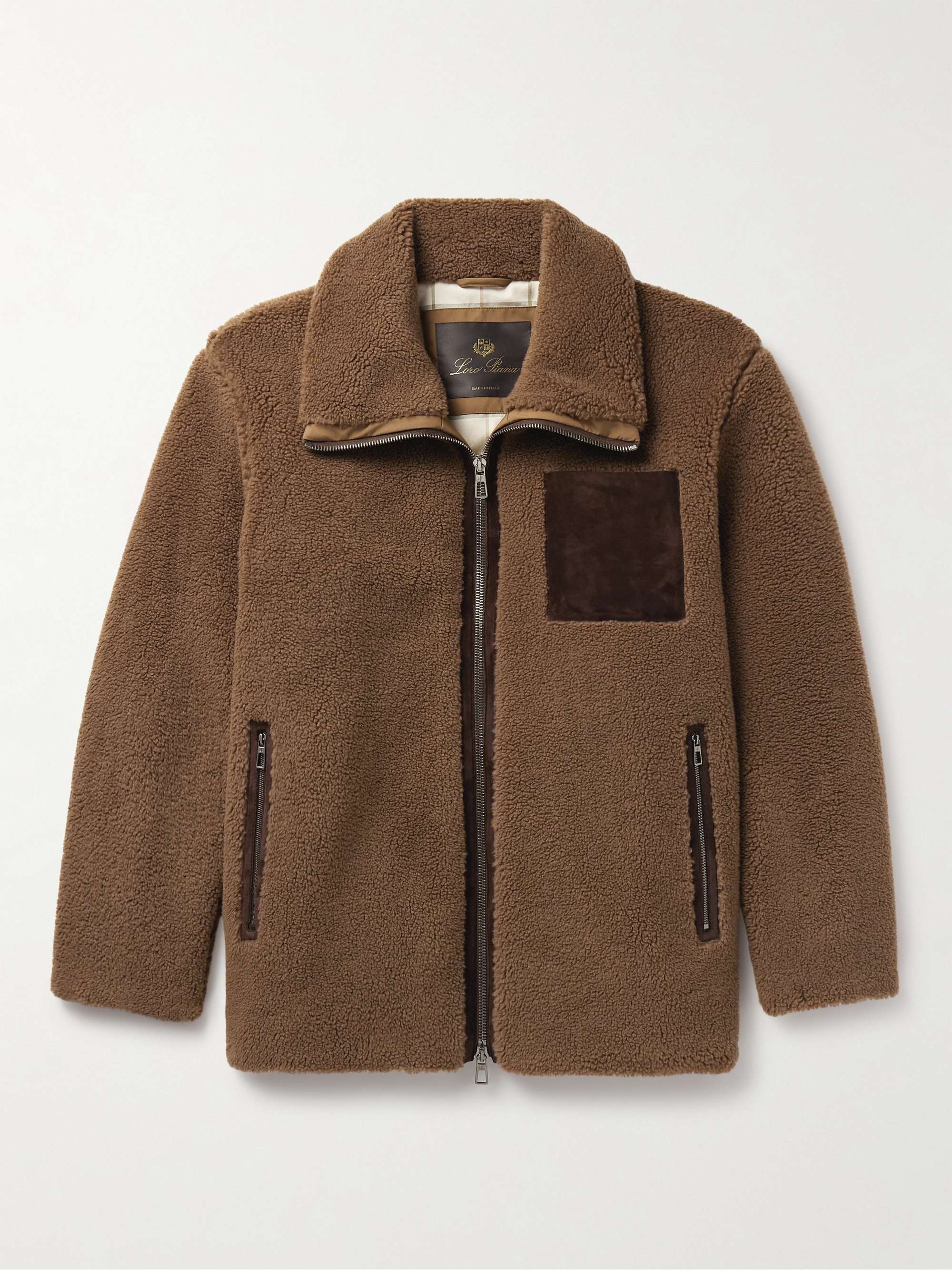 Tavan Suede-Trimmed Cashmere and Silk-Blend Fleece Jacket view