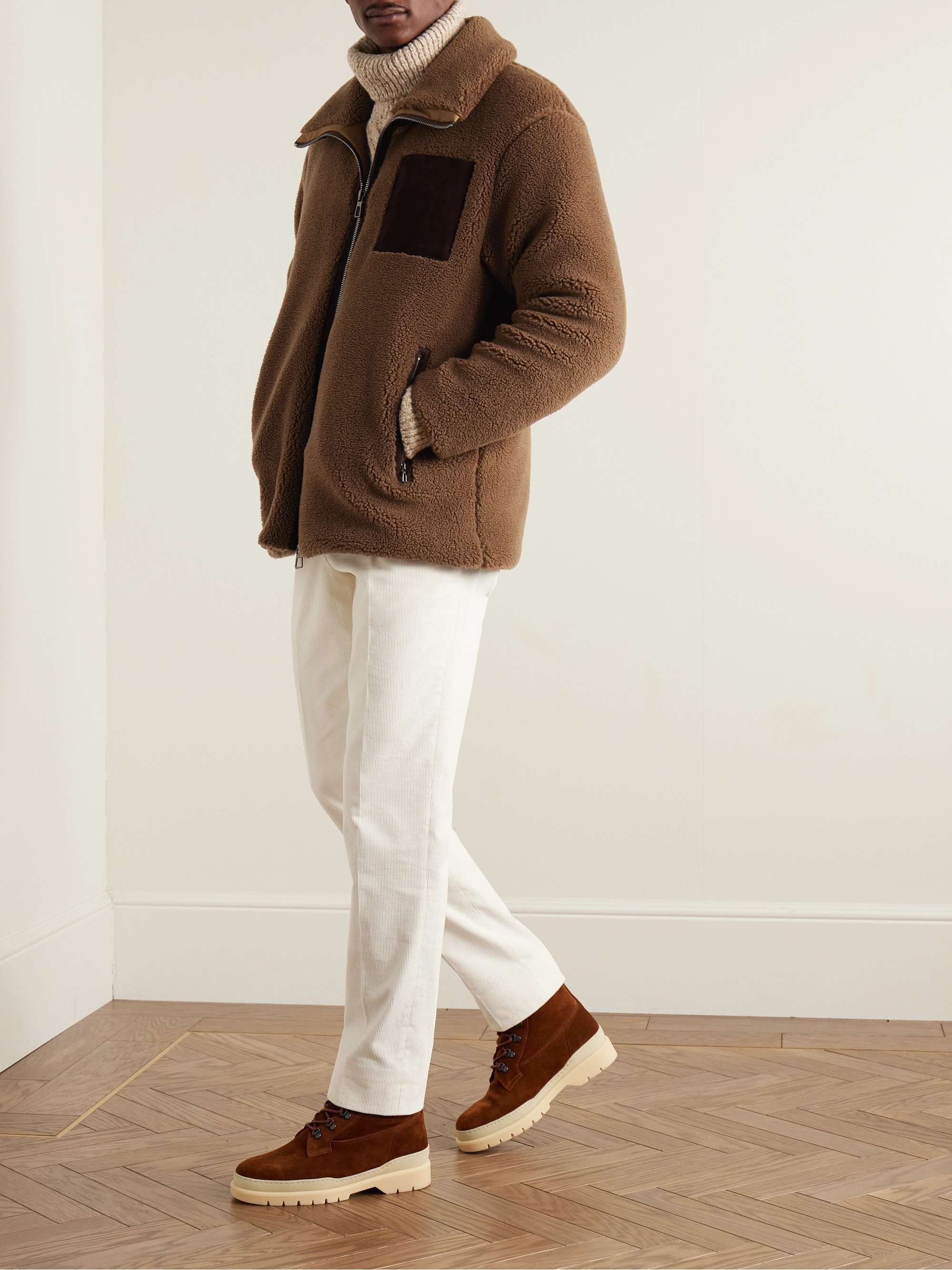 Tavan Suede-Trimmed Cashmere and Silk-Blend Fleece Jacket view