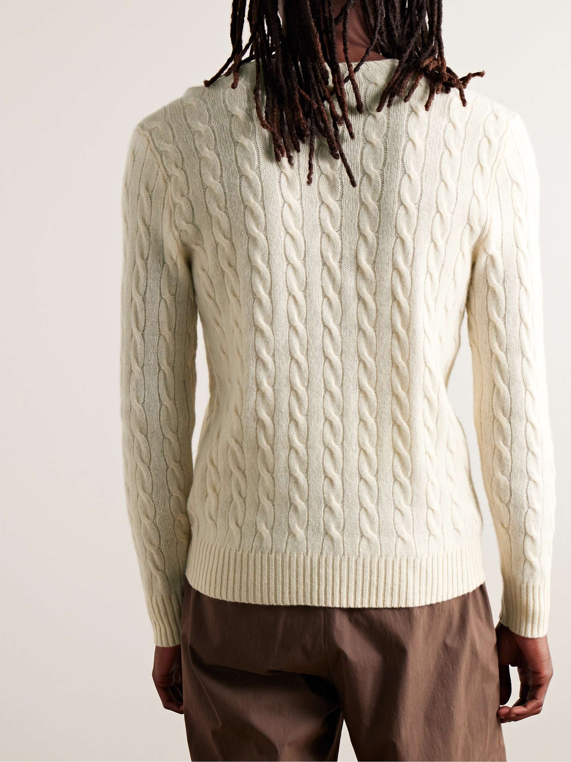 Slim-Fit Cable-Knit Wool and Cashmere-Blend Sweater view