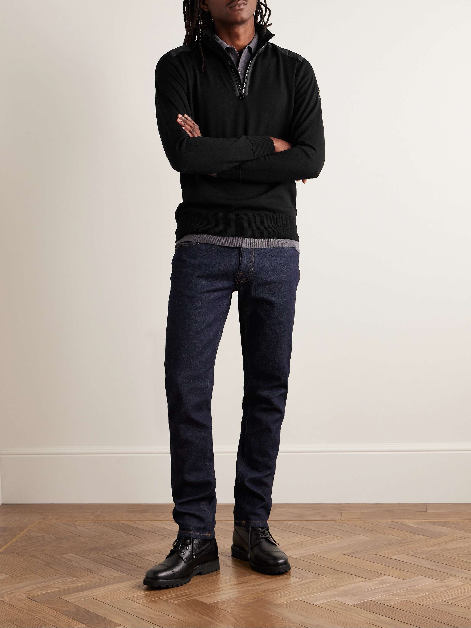Kilmington Shell-Trimmed Wool Half-Zip Sweater view