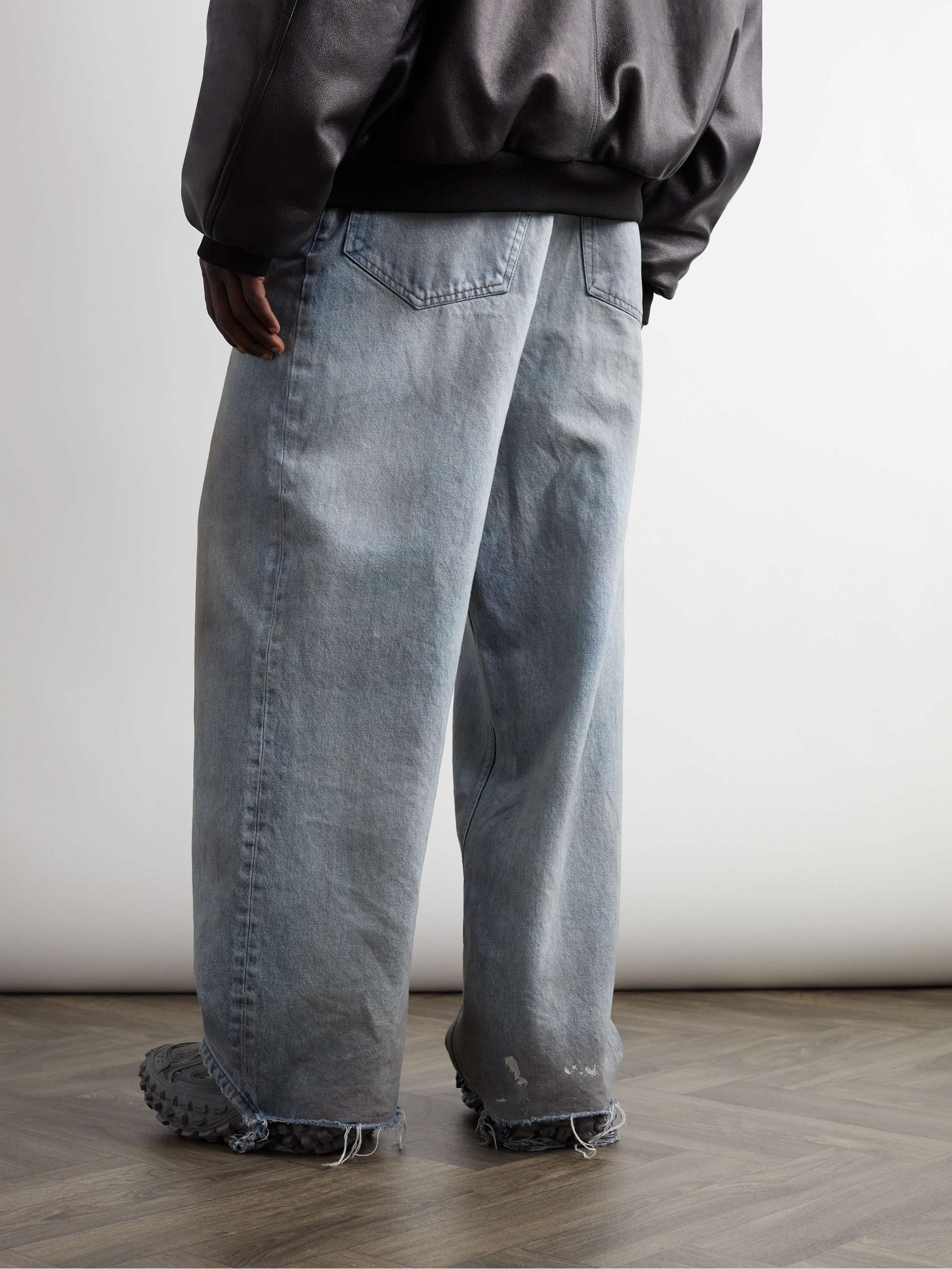 Distressed Straight-Leg Jeans view