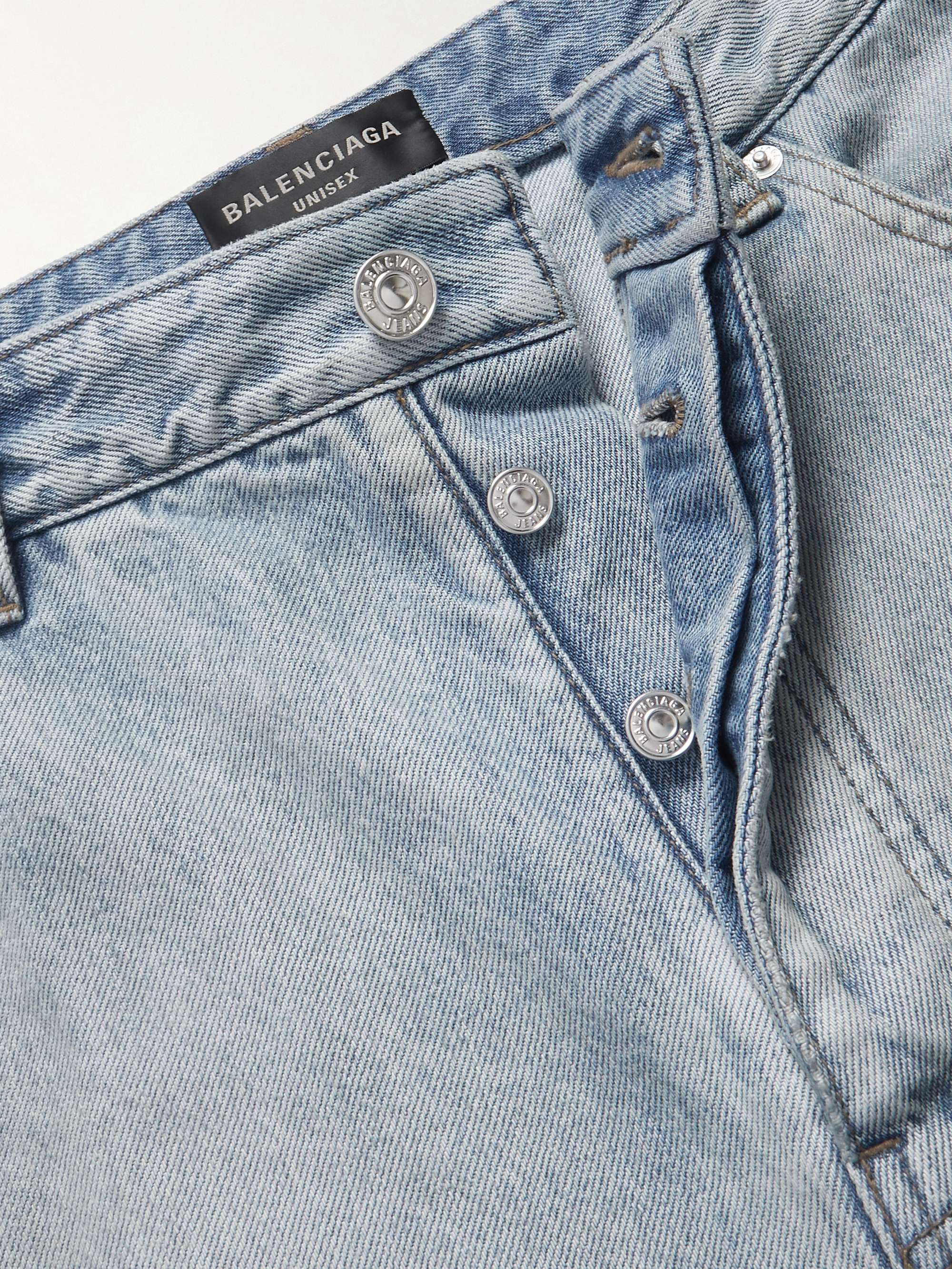 Distressed Straight-Leg Jeans view