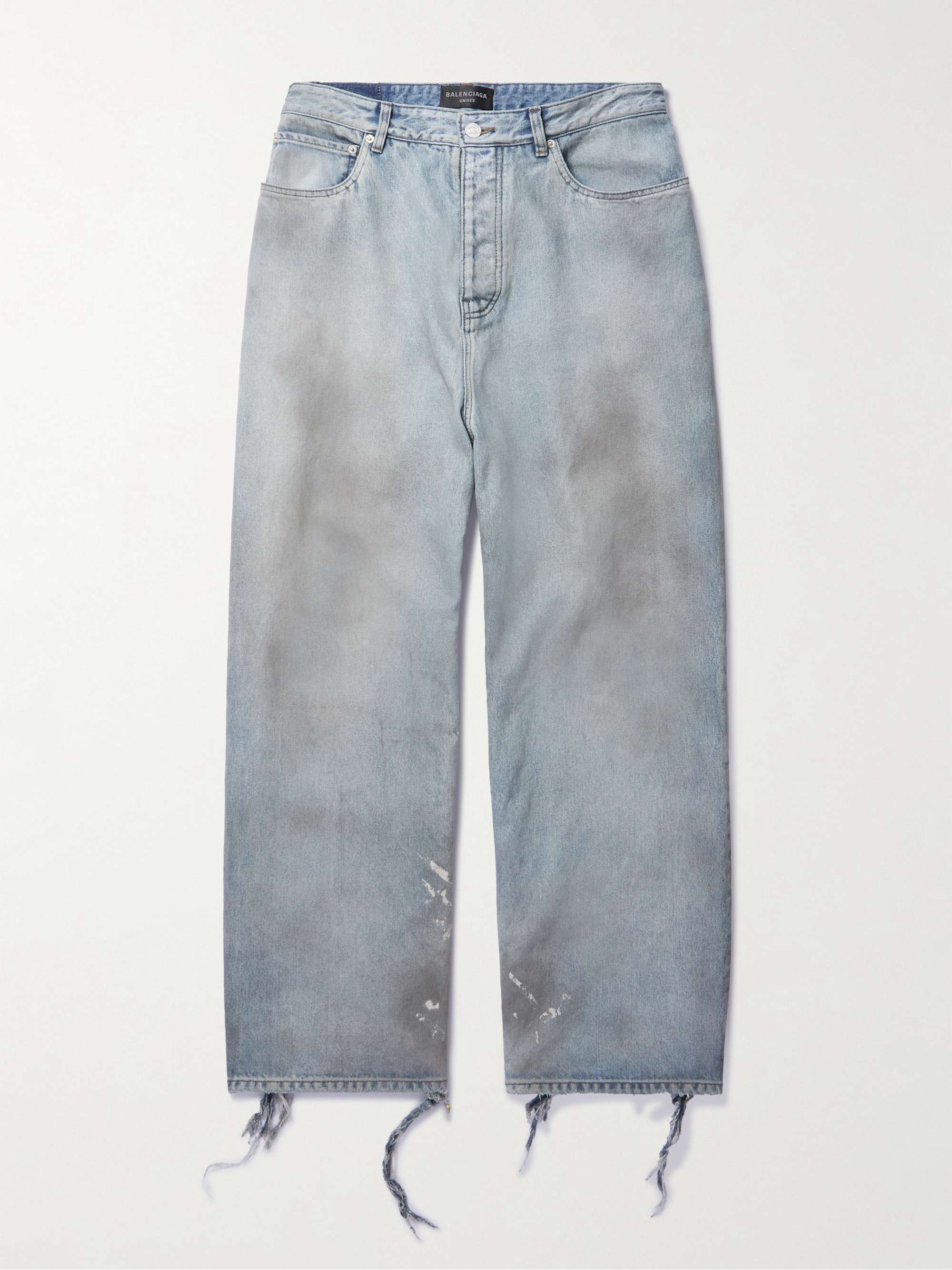 Distressed Straight-Leg Jeans view