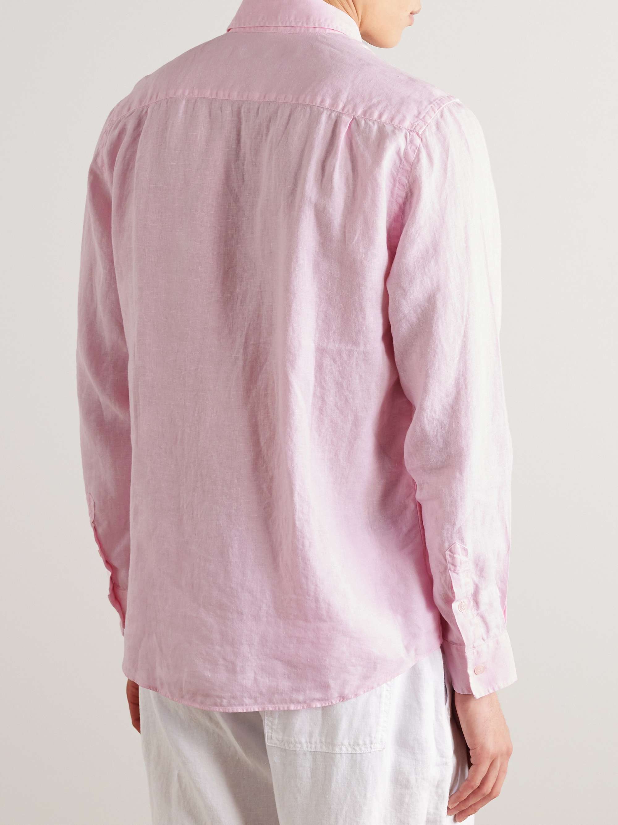 Caroubis Logo-Embroidered Linen Shirt view