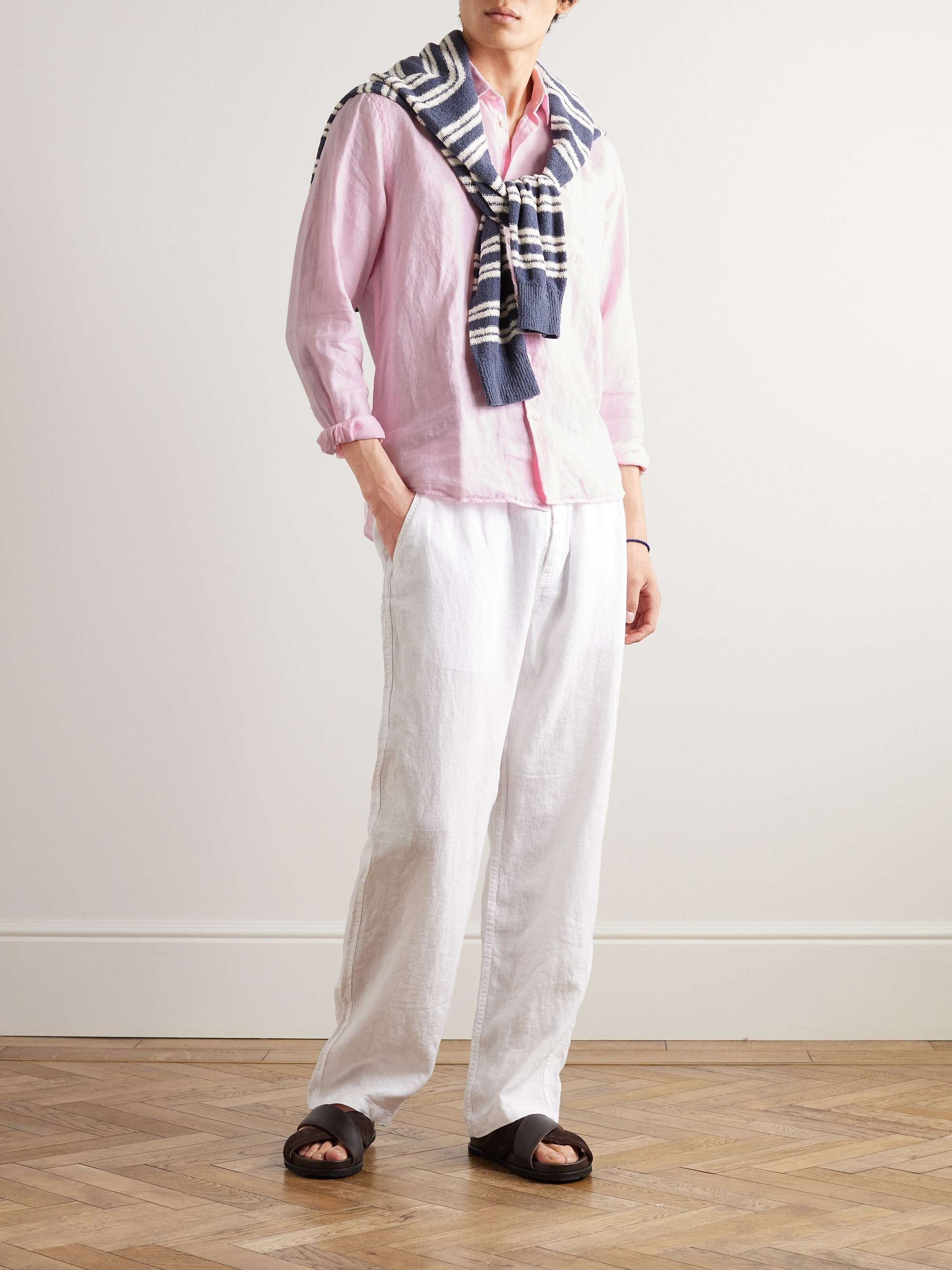 Caroubis Logo-Embroidered Linen Shirt view