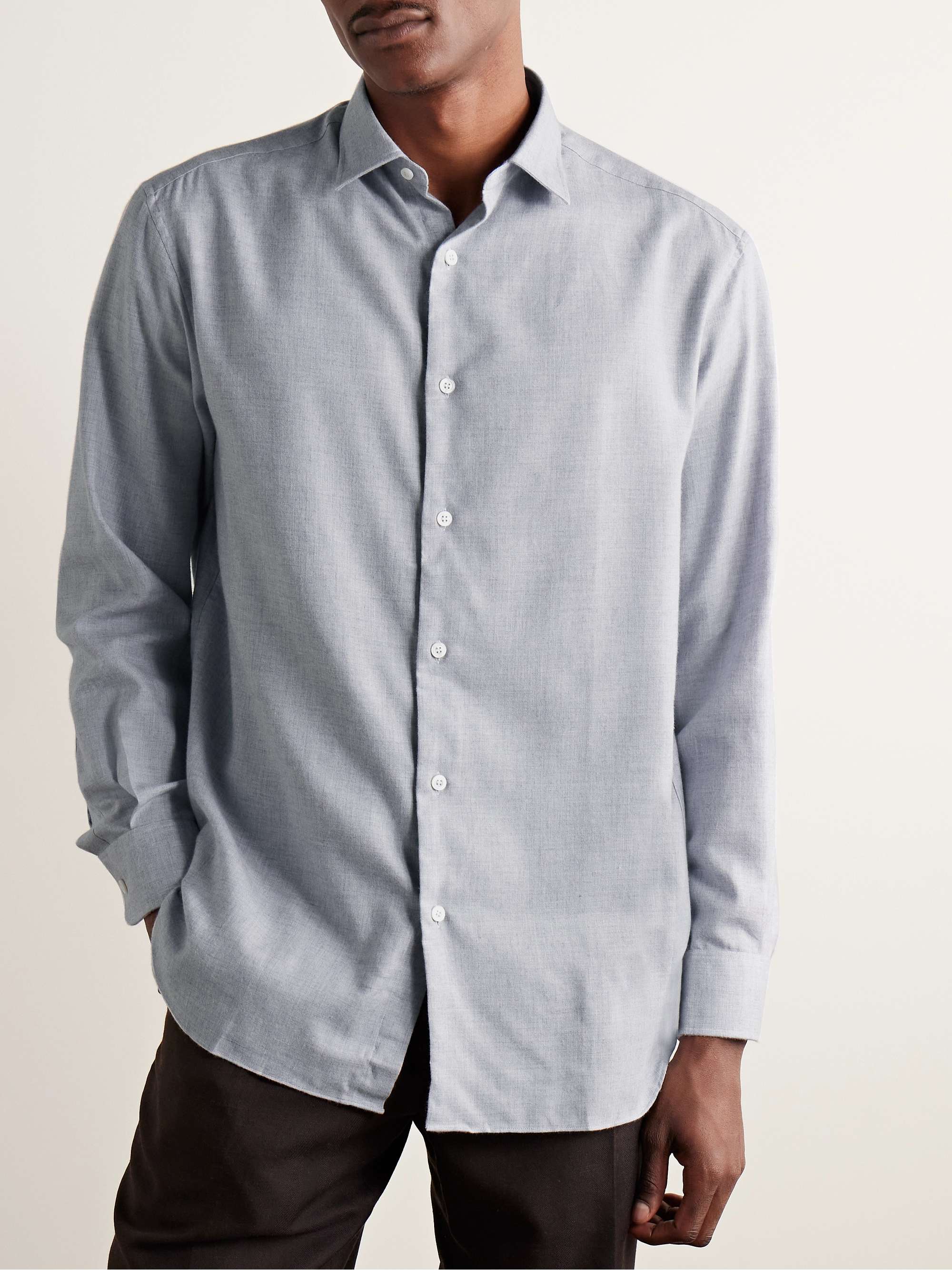 Brushed Cotton and Wool-Blend Shirt view