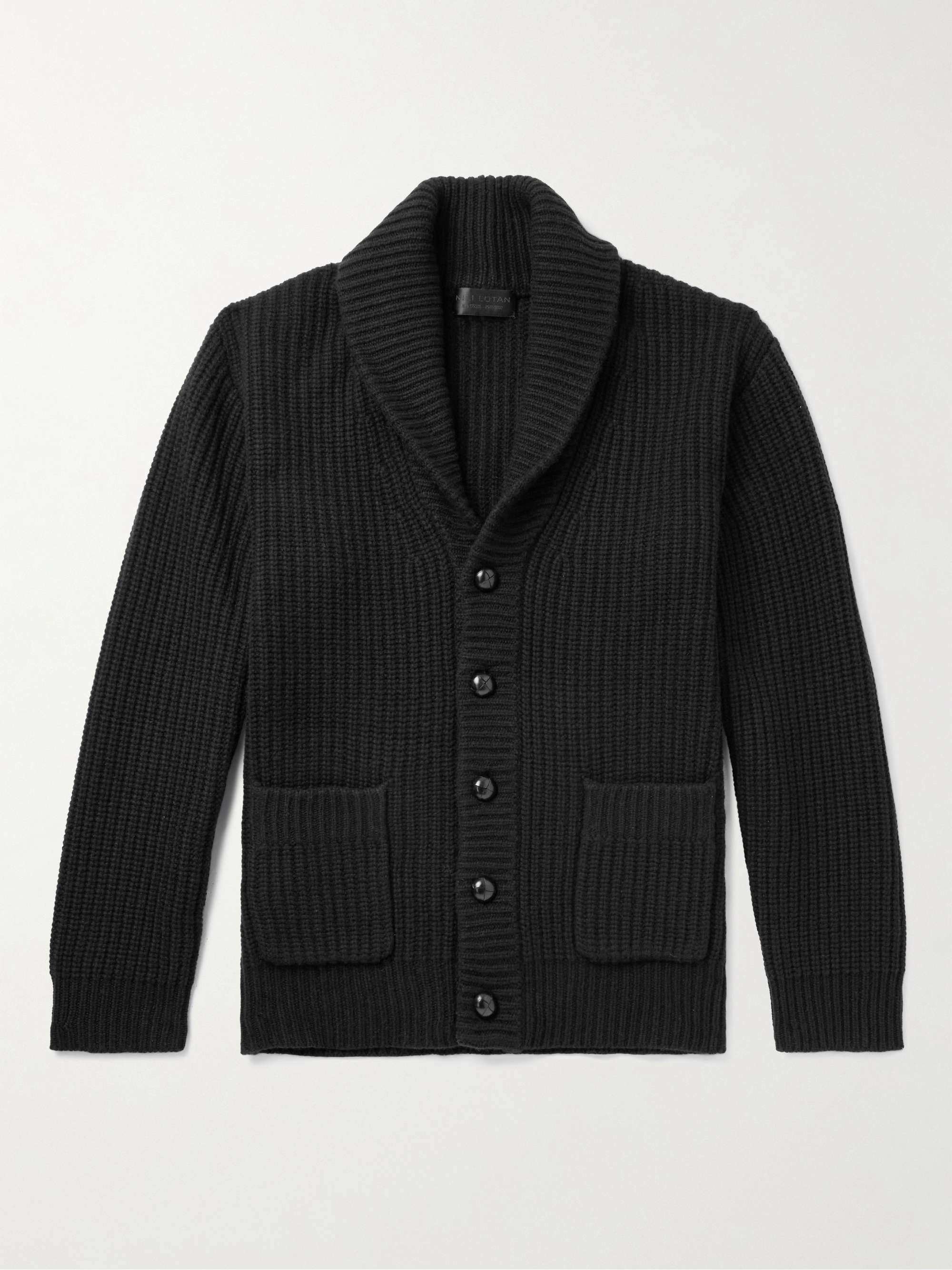 Somac Shawl-Collar Ribbed Cashmere Cardigan view