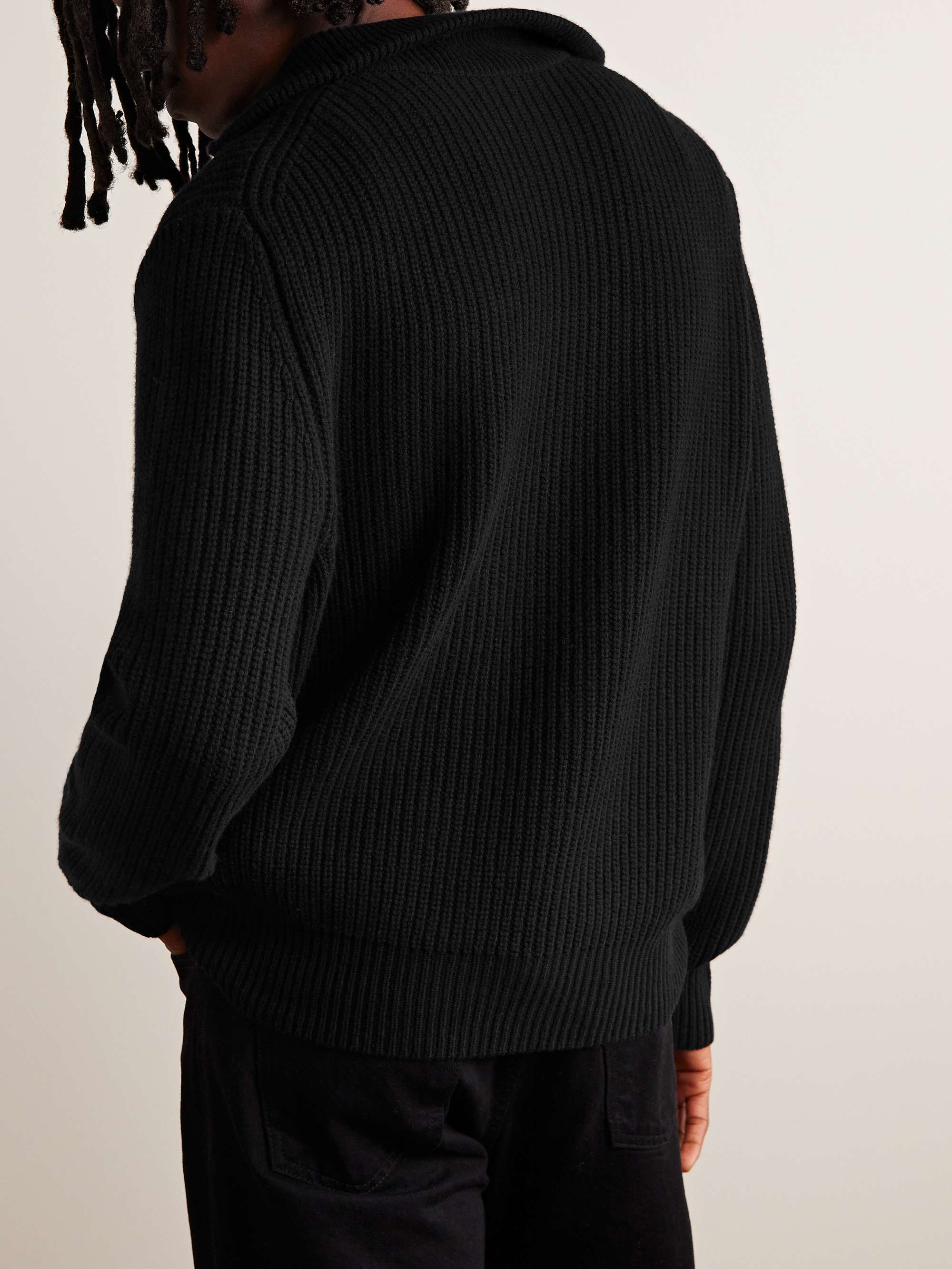 Heston Ribbed Cashmere Half-Zip Sweater view