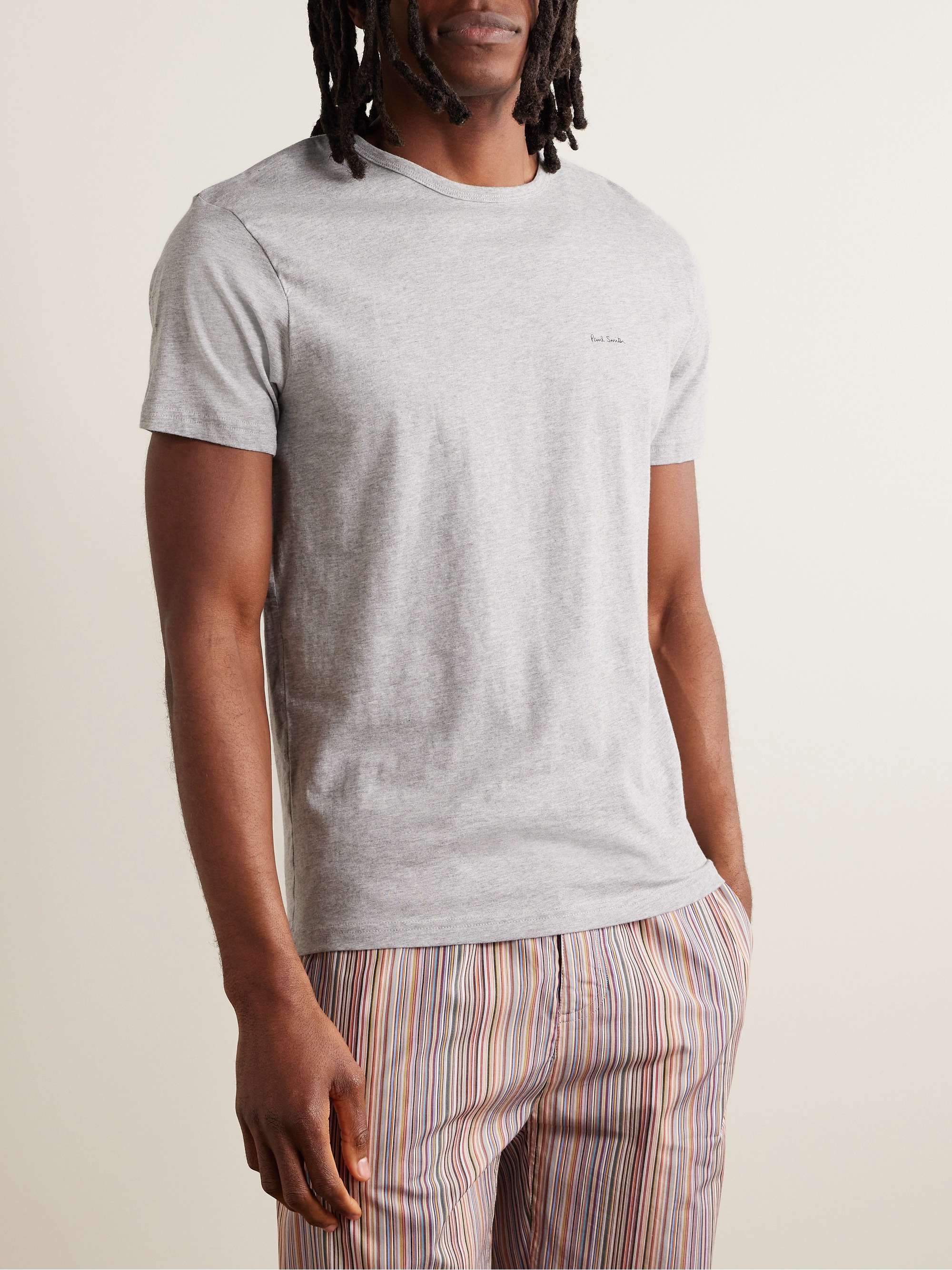 Three-Pack Slim-Fit Logo-Print Organic Cotton-Jersey T-Shirts view