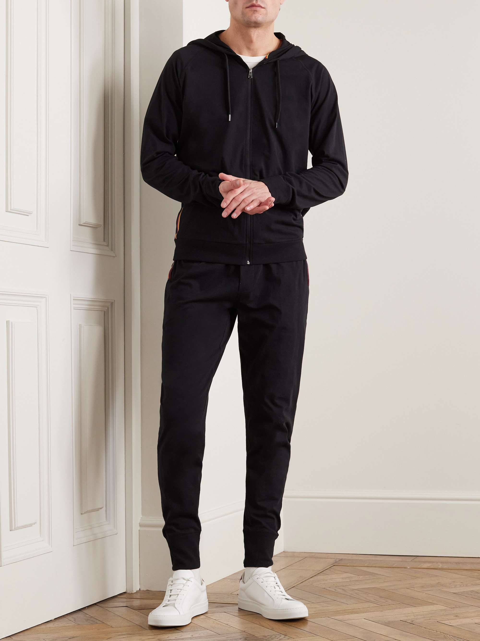 Grosgrain-Trimmed Cotton-Jersey Zip-Up Hoodie view