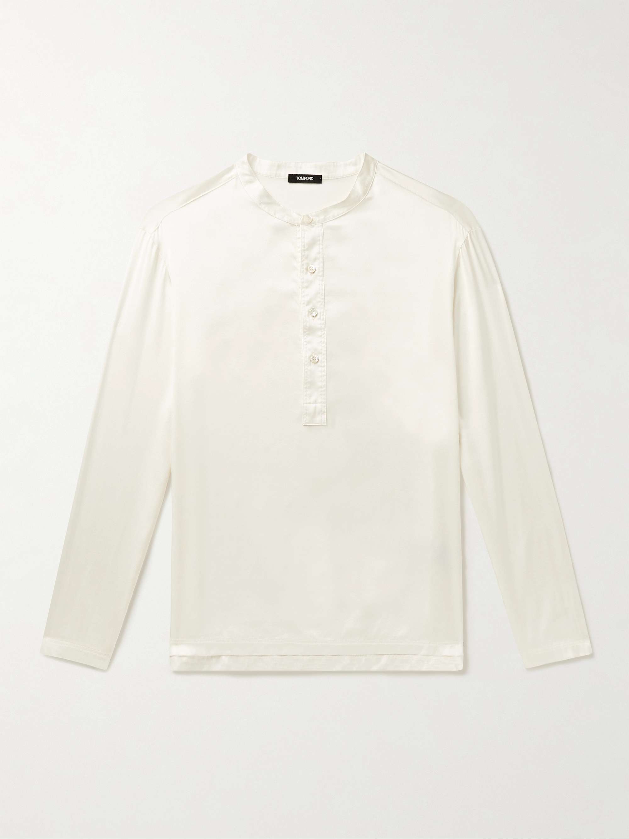 Silk-Blend Satin Henley Pyjama Top view