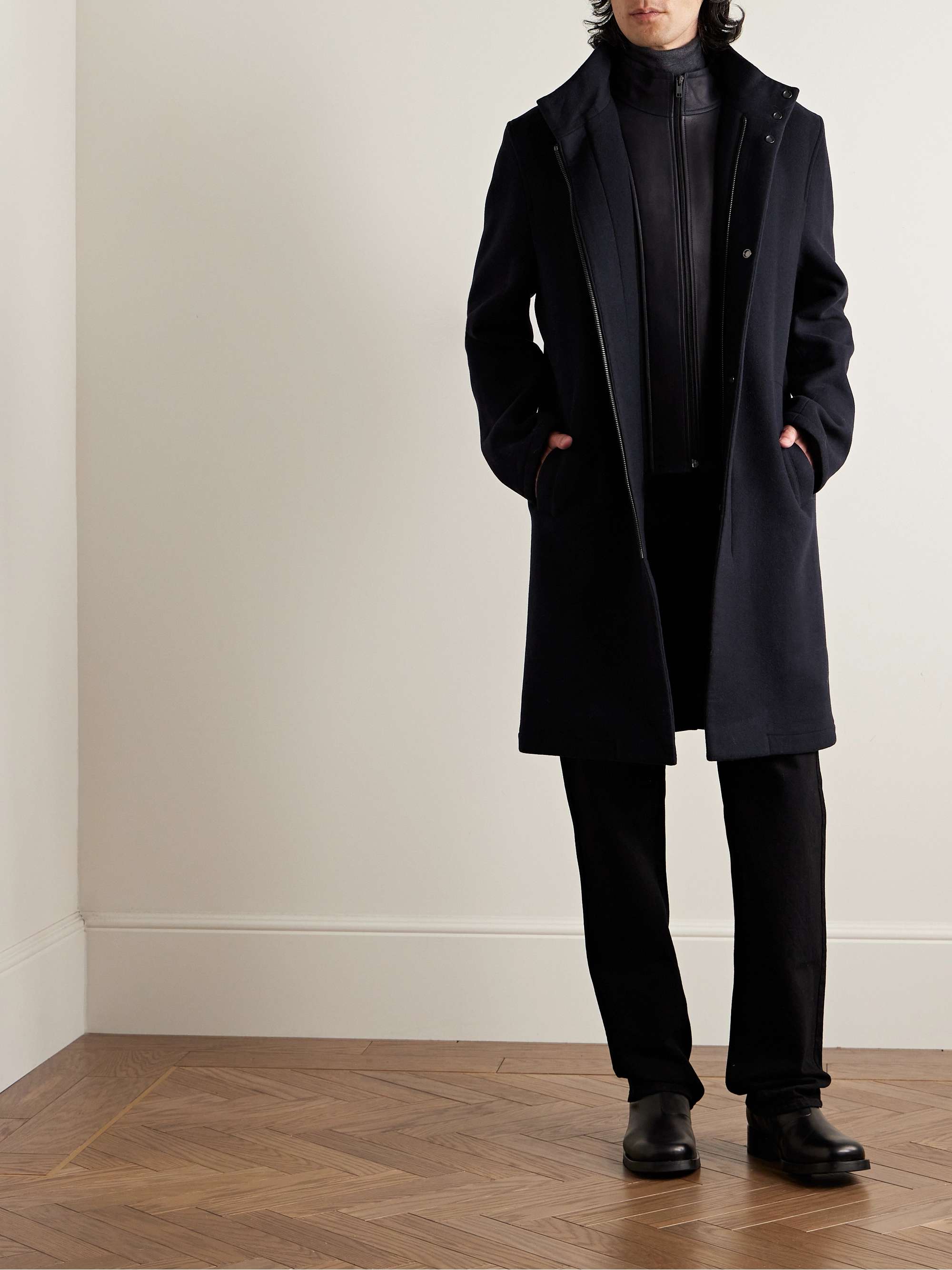 Virgin Wool-Felt Coat with Detachable Shearling Liner view