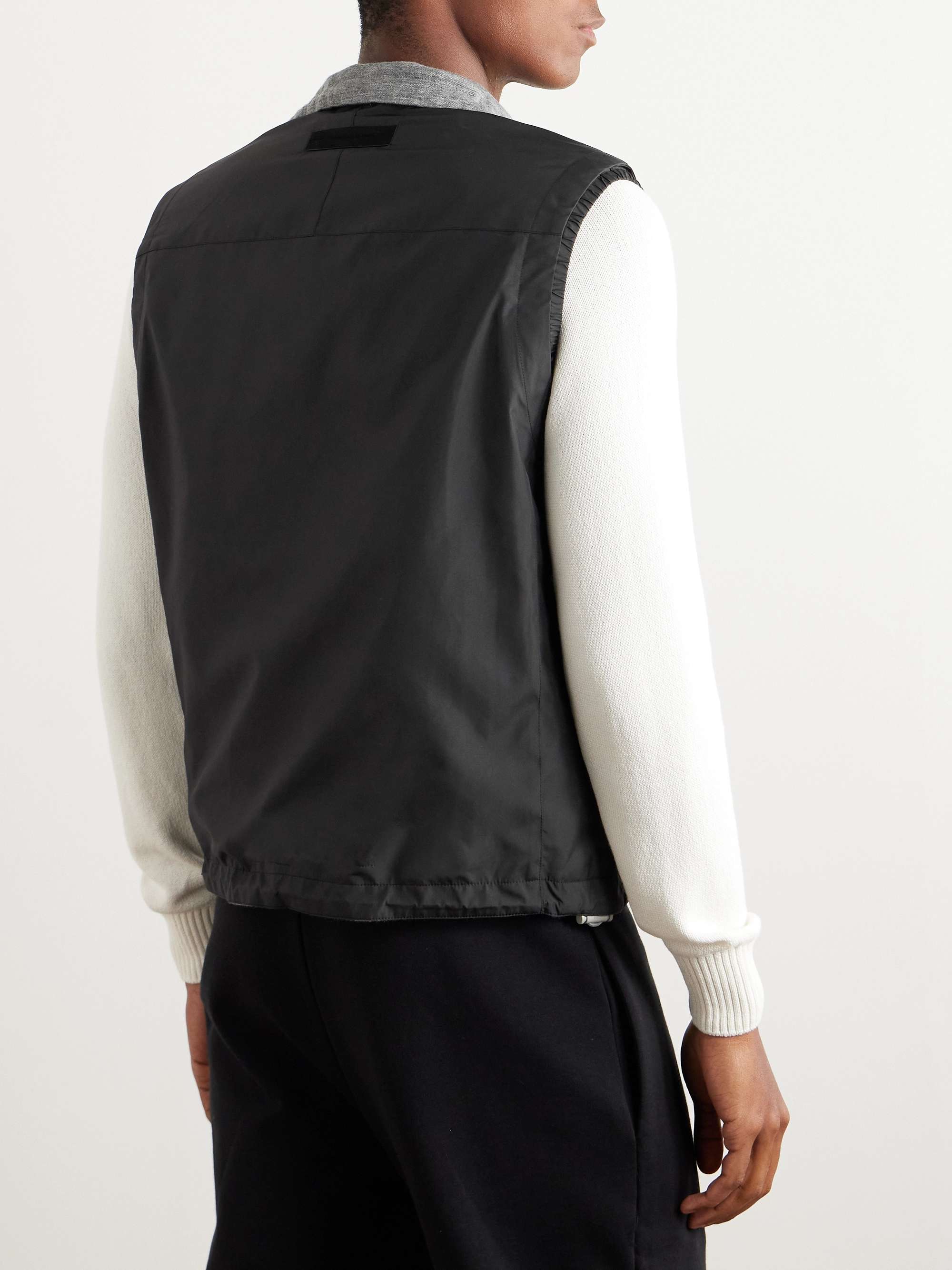 Reversible Micofibre and Cashmere, Cotton and Silk-Blend Twill Gilet view