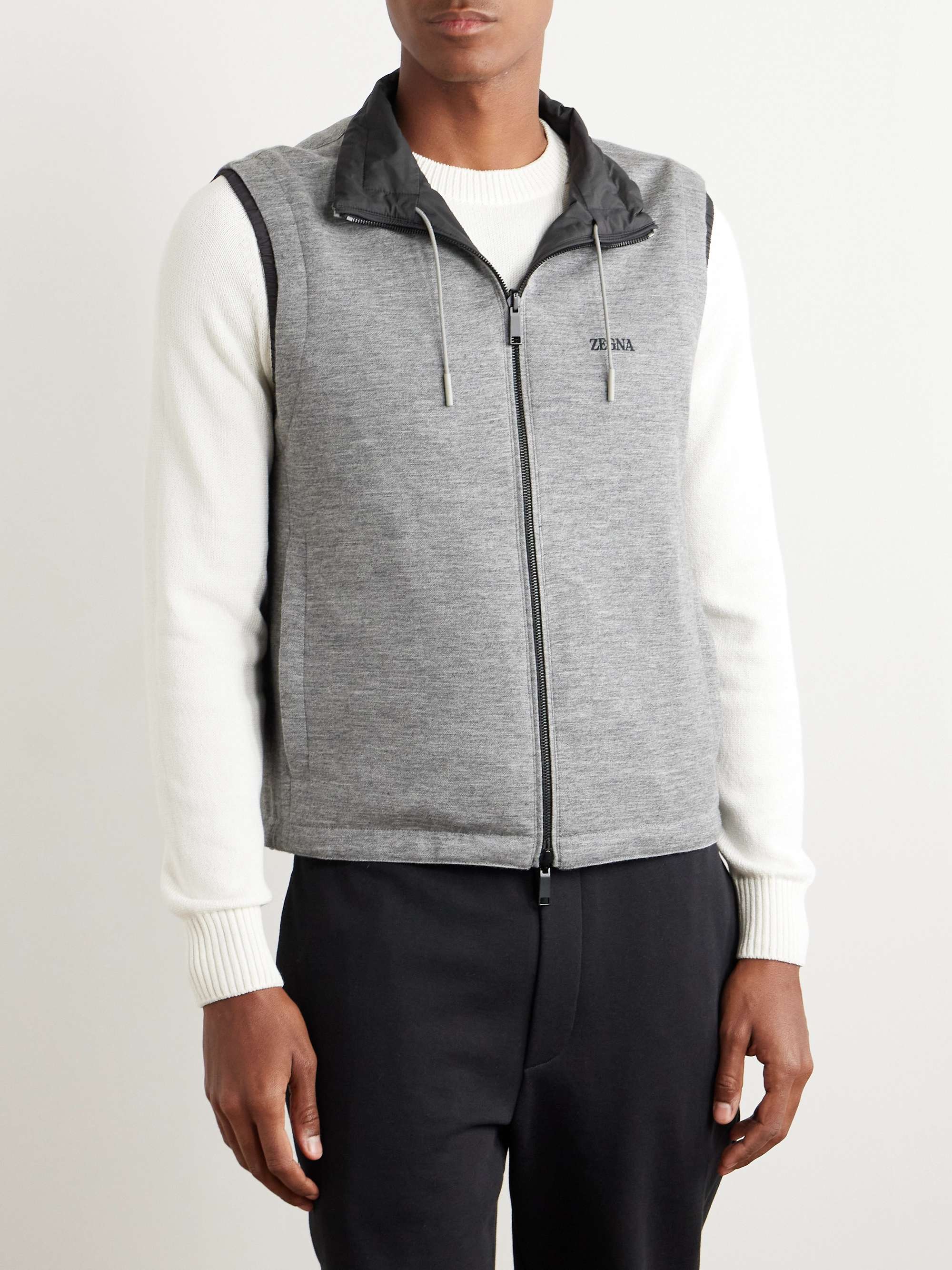 Reversible Micofibre and Cashmere, Cotton and Silk-Blend Twill Gilet view
