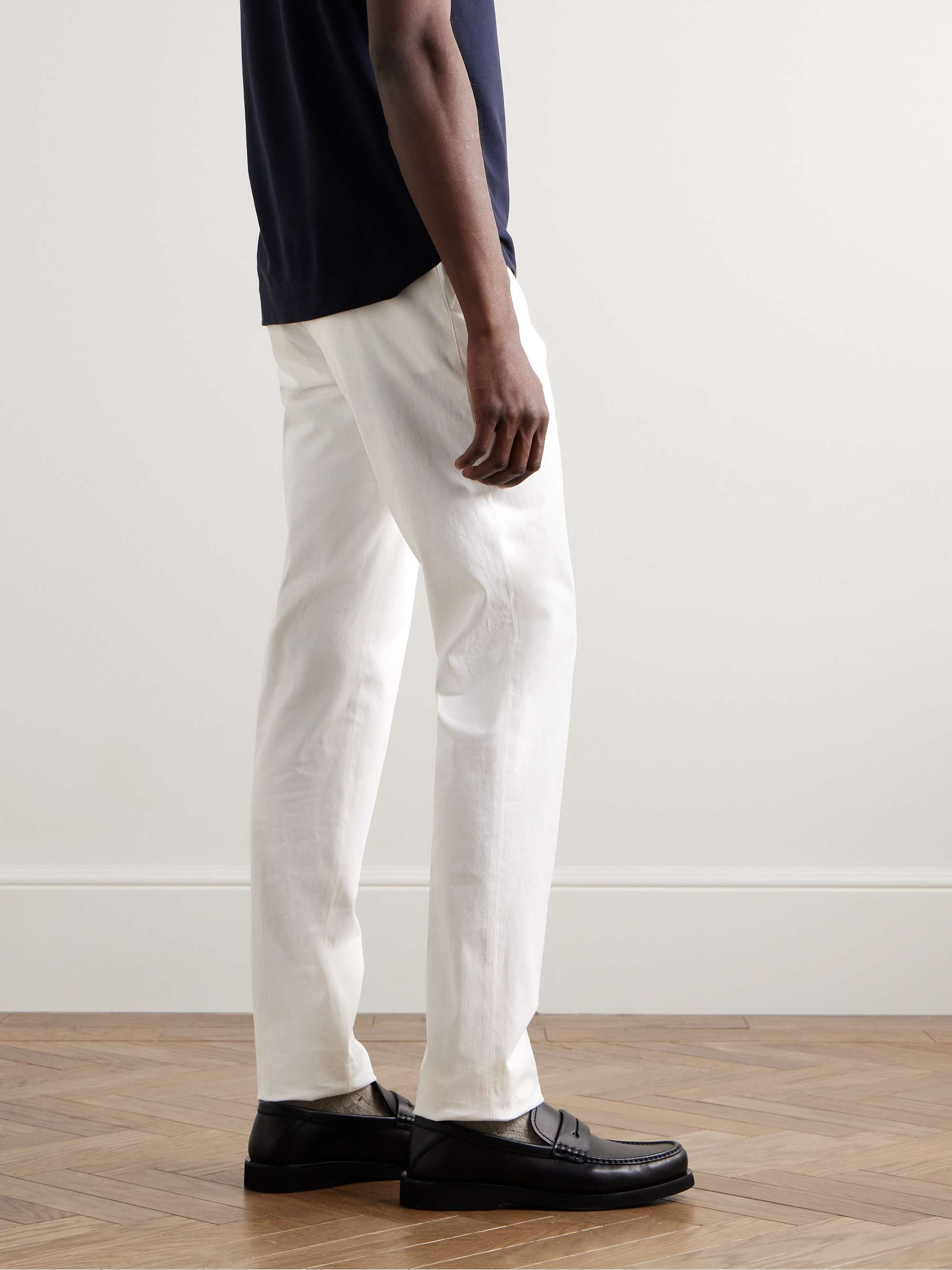 Slim-Fit Straight-Leg Cotton-Twill Trousers view