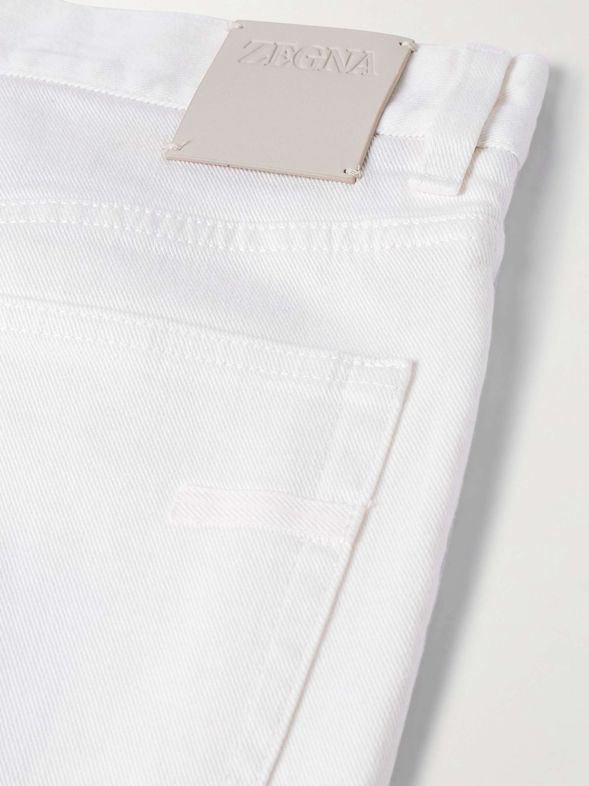 Leather-Trimmed Straight-Leg Jeans view