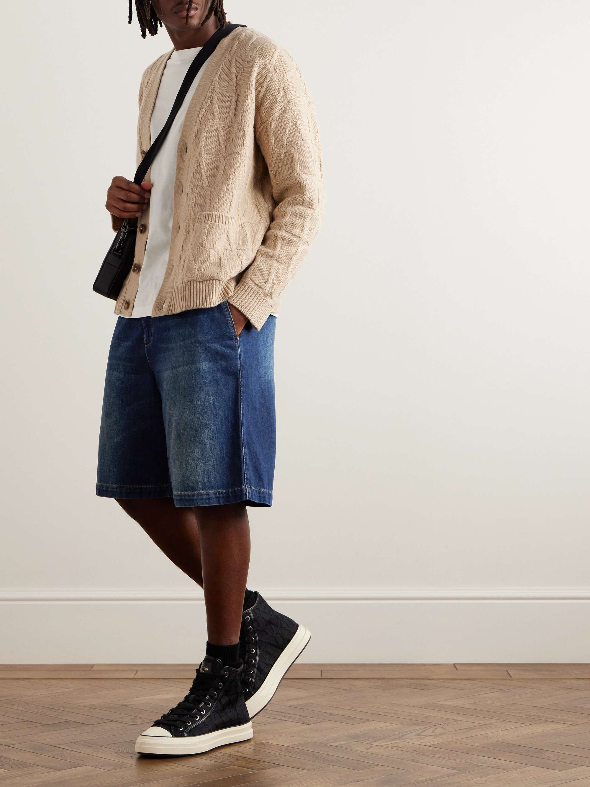 Straight-Leg Washed-Denim Shorts view