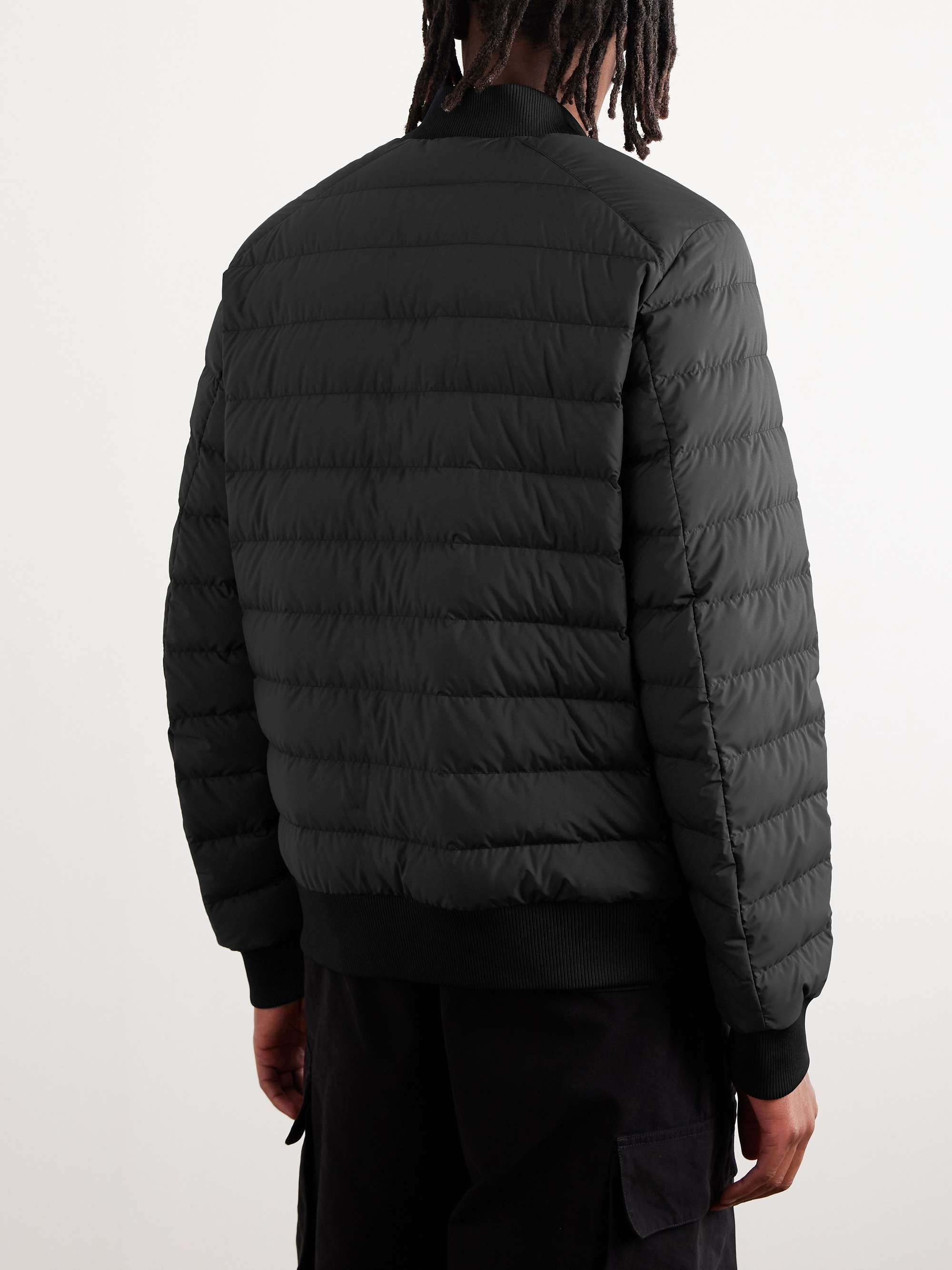 Striped Quilted Shell Down Bomber Jacket view