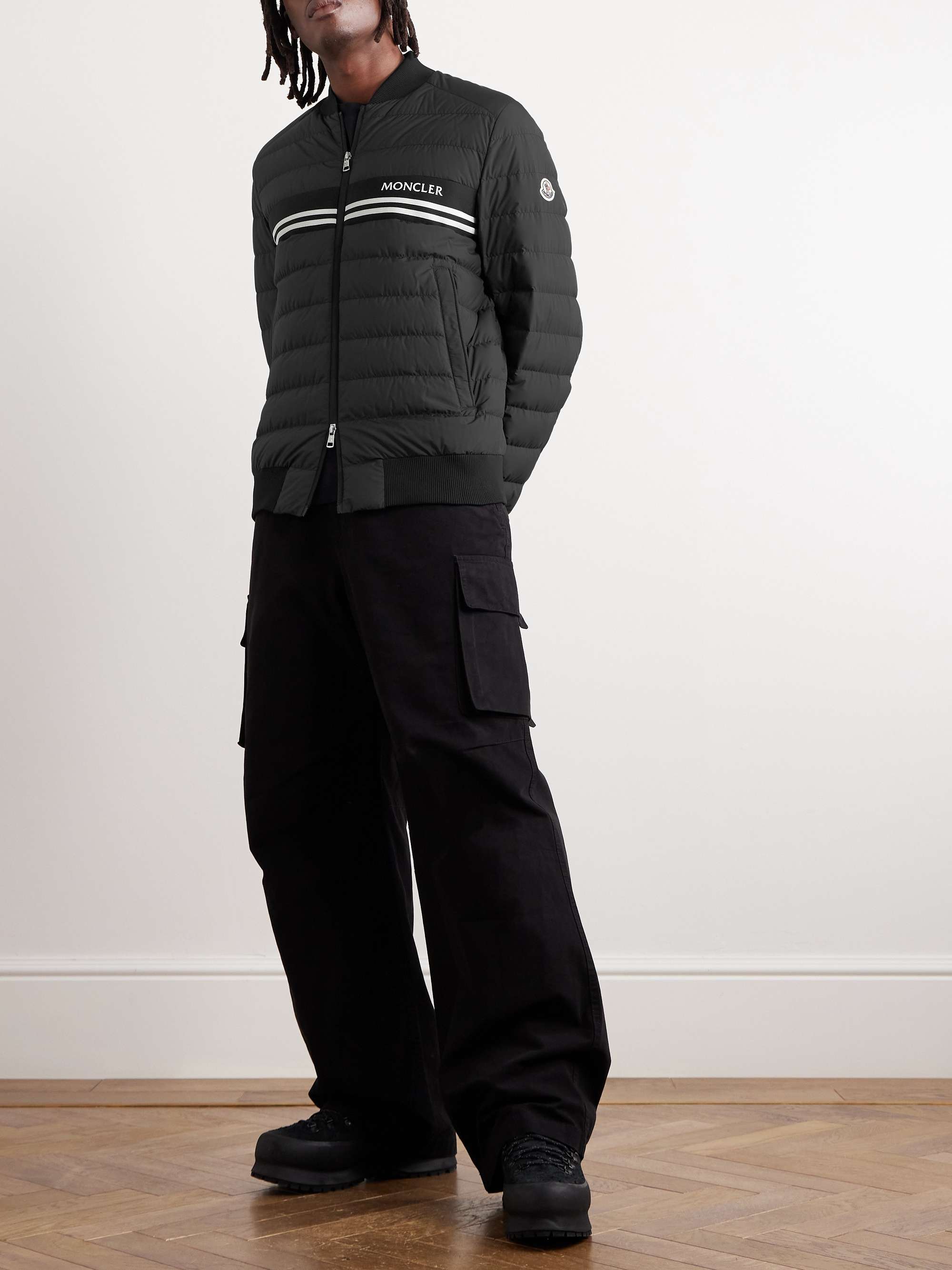 Striped Quilted Shell Down Bomber Jacket view