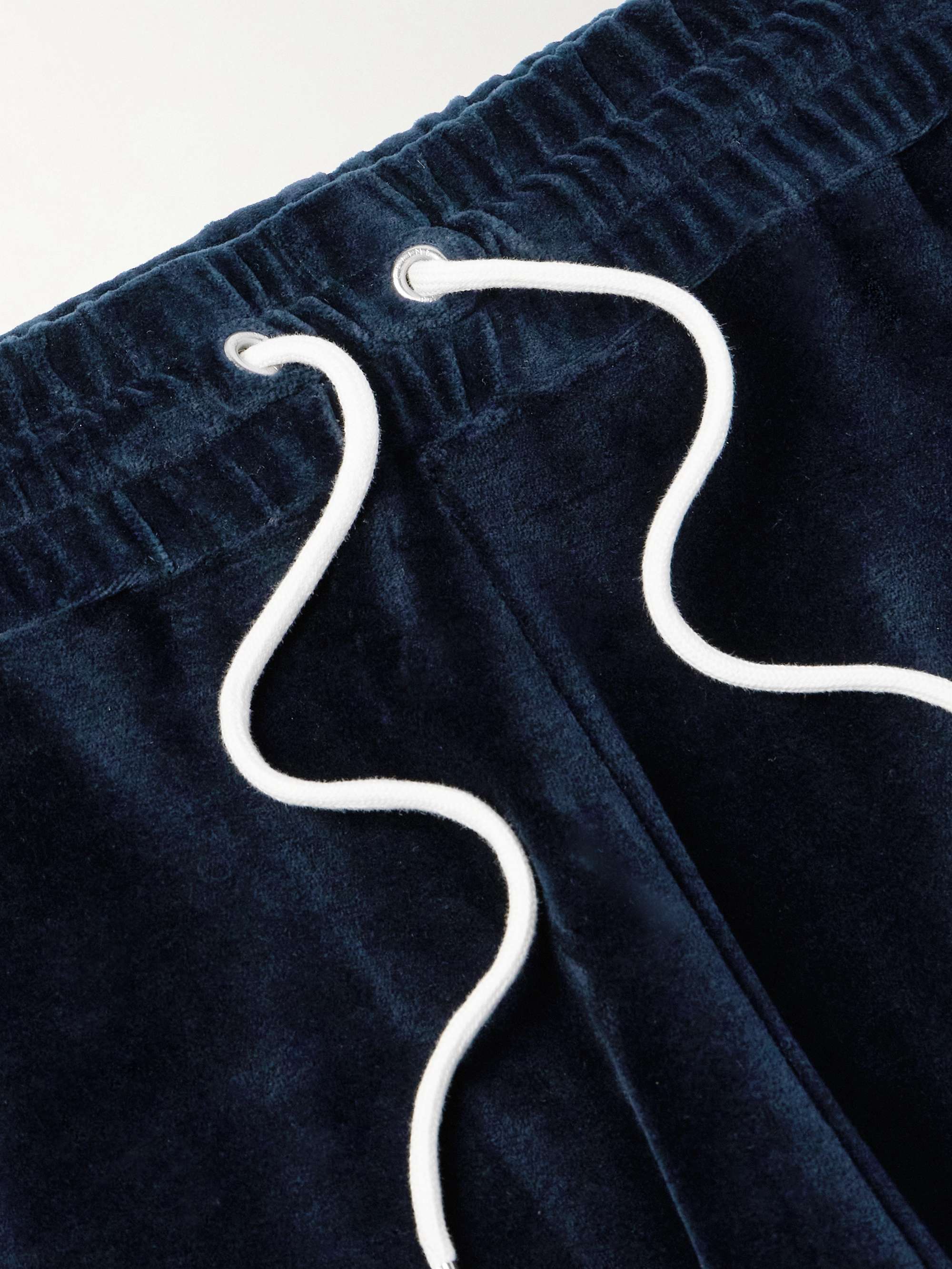 Straight-Leg Logo-Embroidered Cotton-Blend Velour Track Pants view