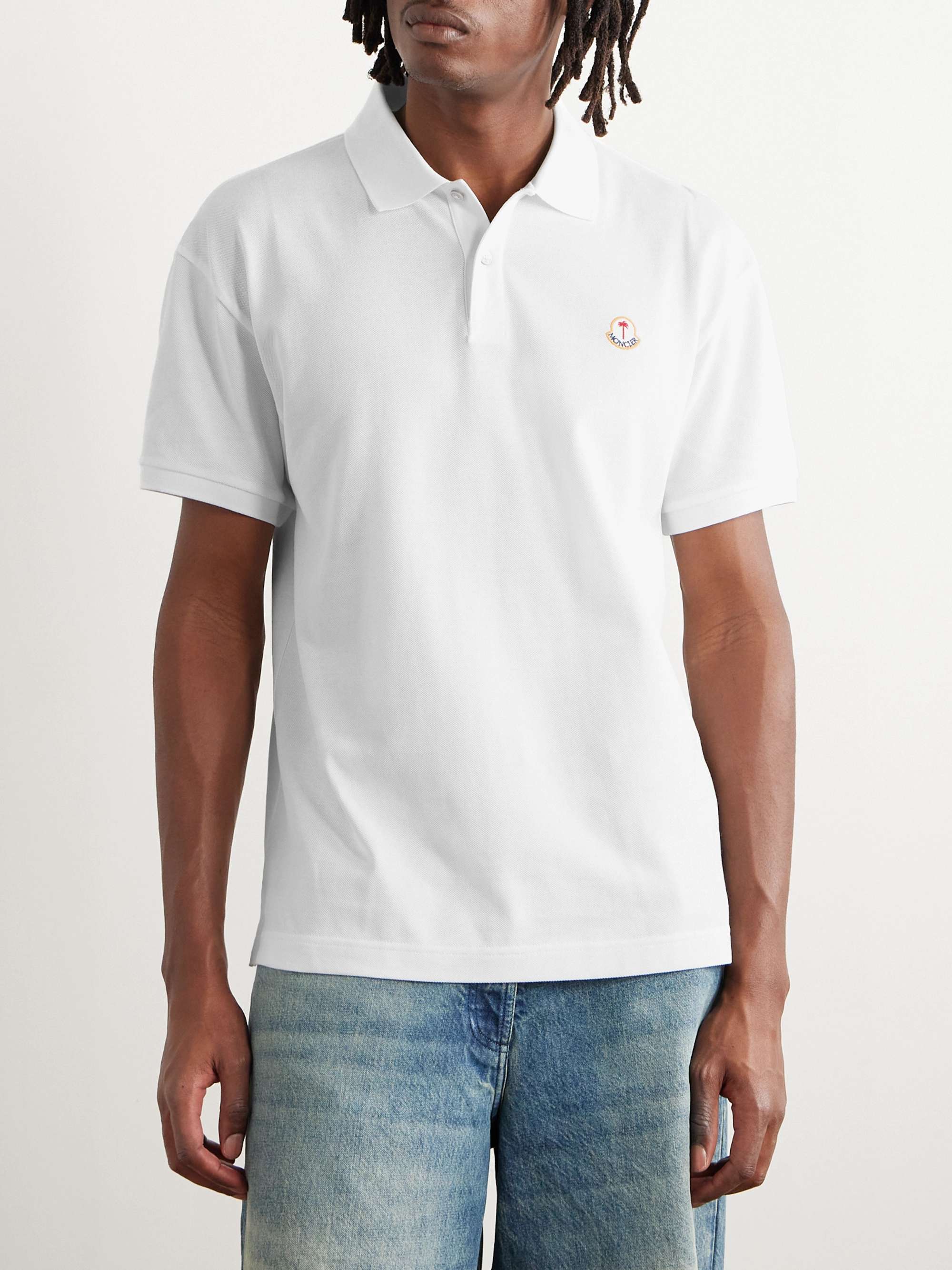 + Palm Angels Logo-Embroidered Cotton-Piqué Polo Shirt view