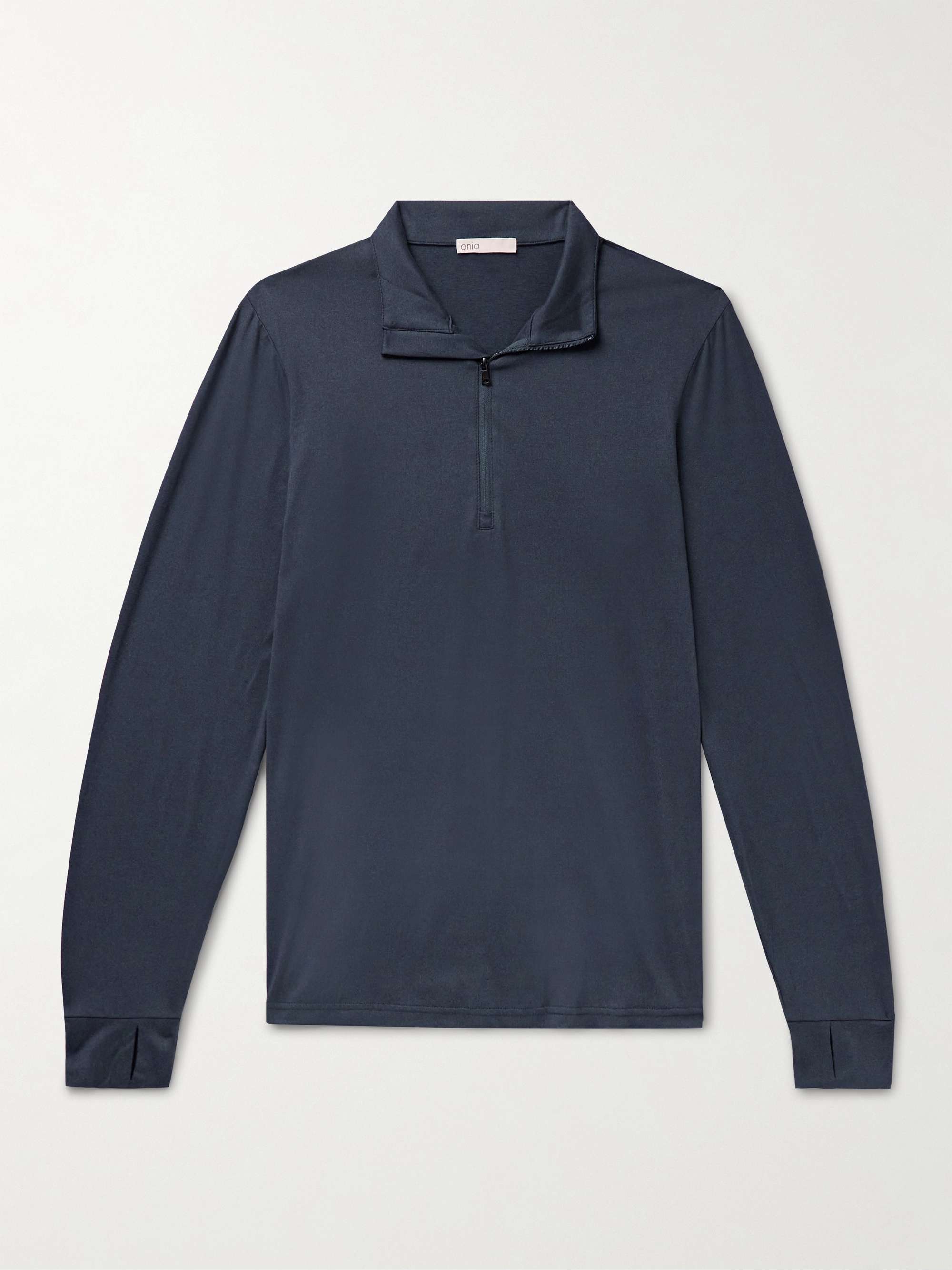 Everyday Stretch-Jersey Half-Zip Top view
