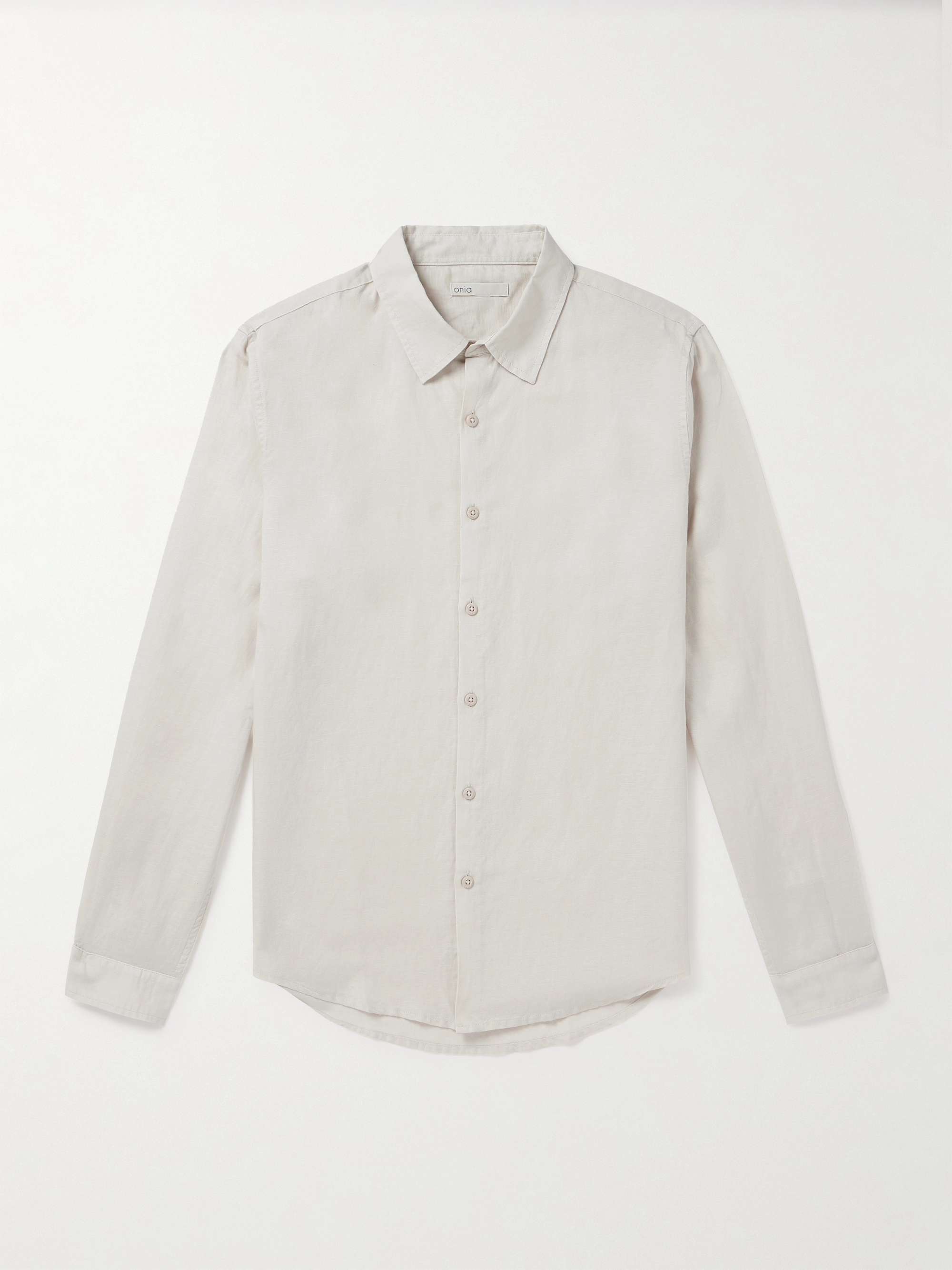 Air Spread-Collar Linen and Lyocell-Blend Shirt view