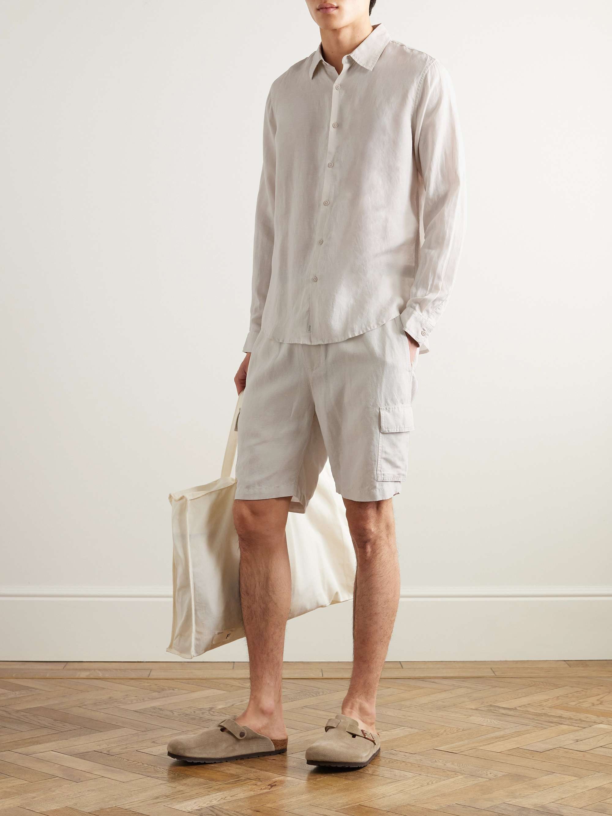 Air Spread-Collar Linen and Lyocell-Blend Shirt view