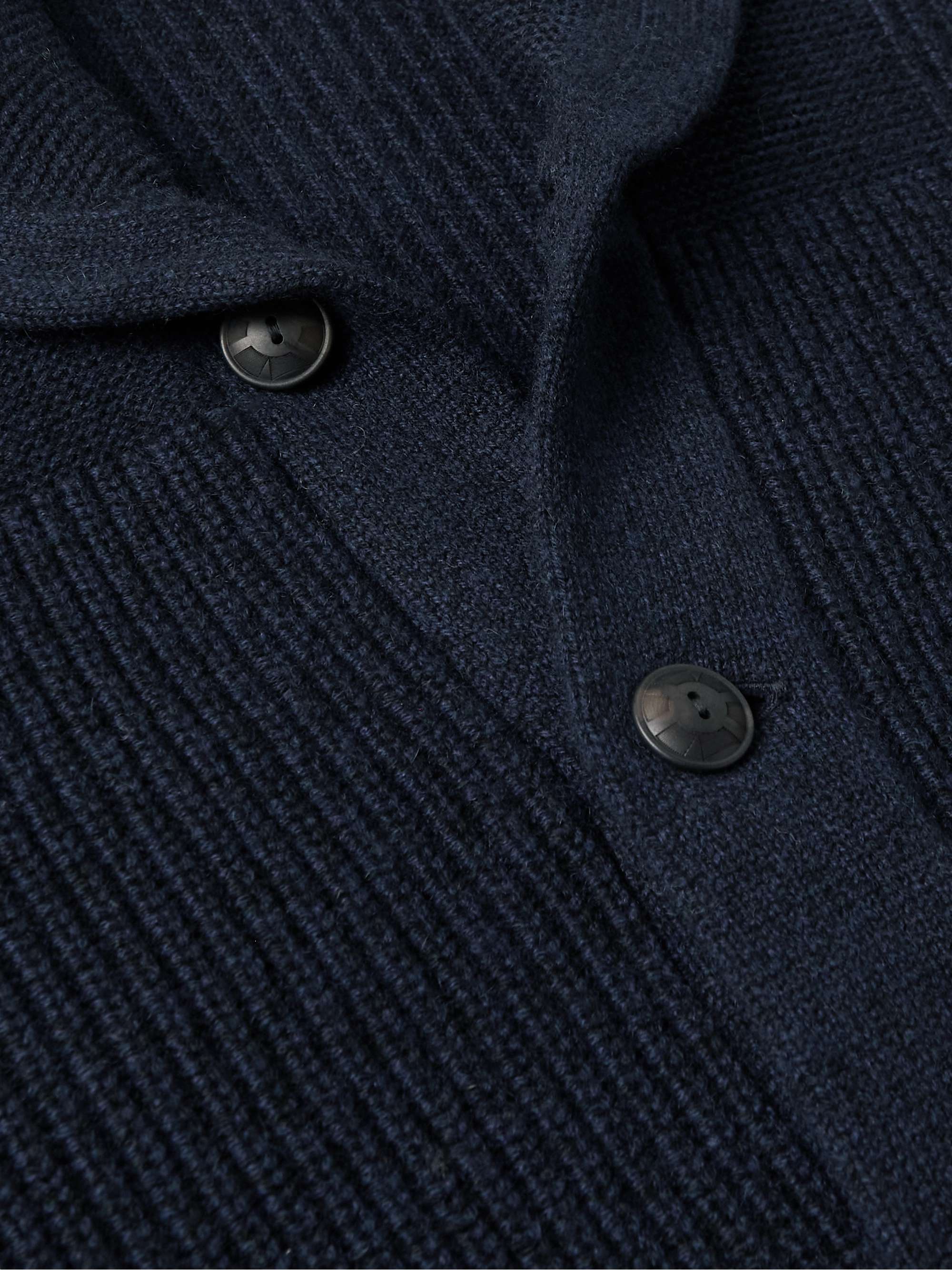Shawl-Collar Ribbed Cashmere Cardigan view