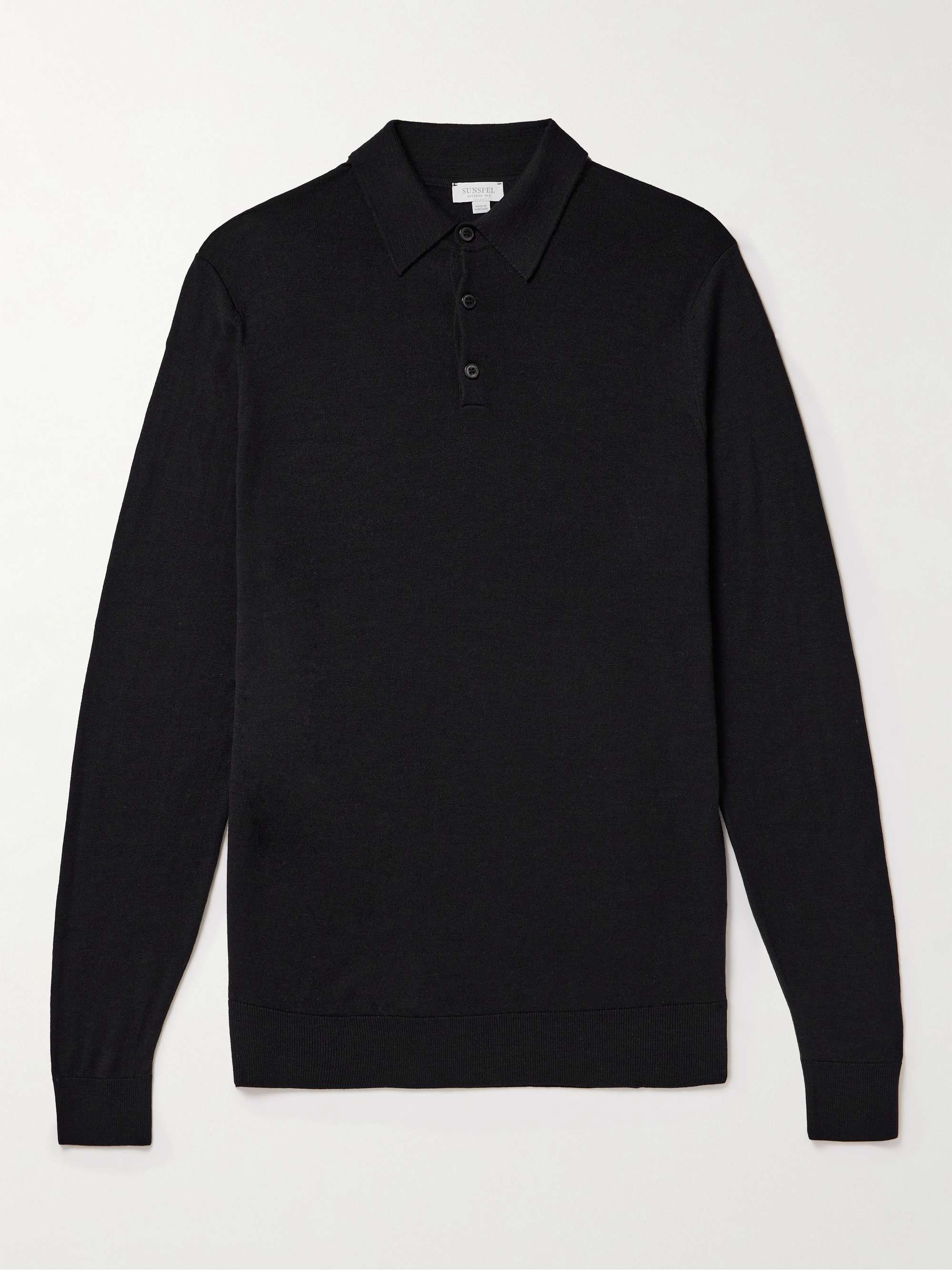 Slim-Fit Merino Wool Polo Shirt view