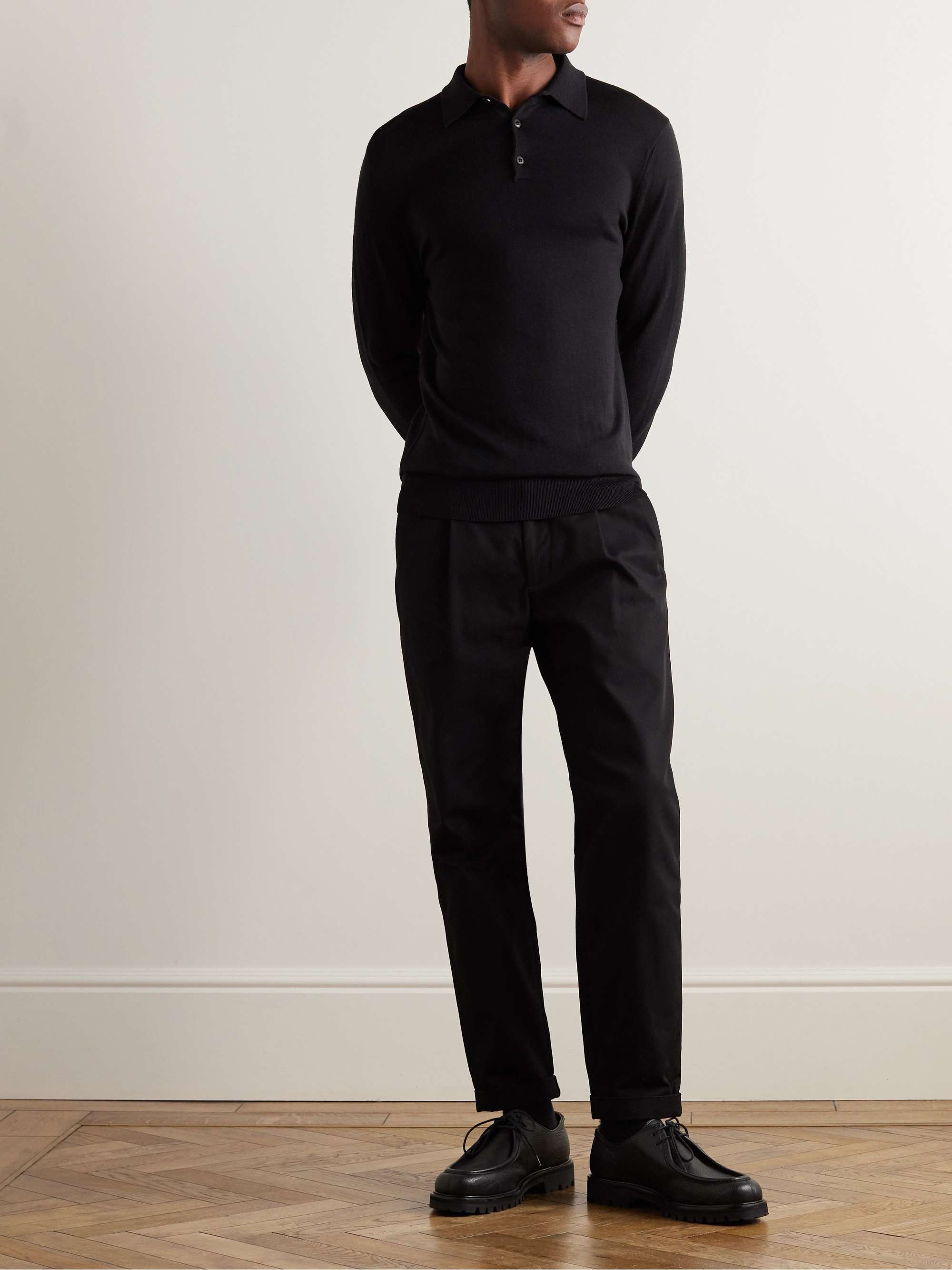 Slim-Fit Merino Wool Polo Shirt view