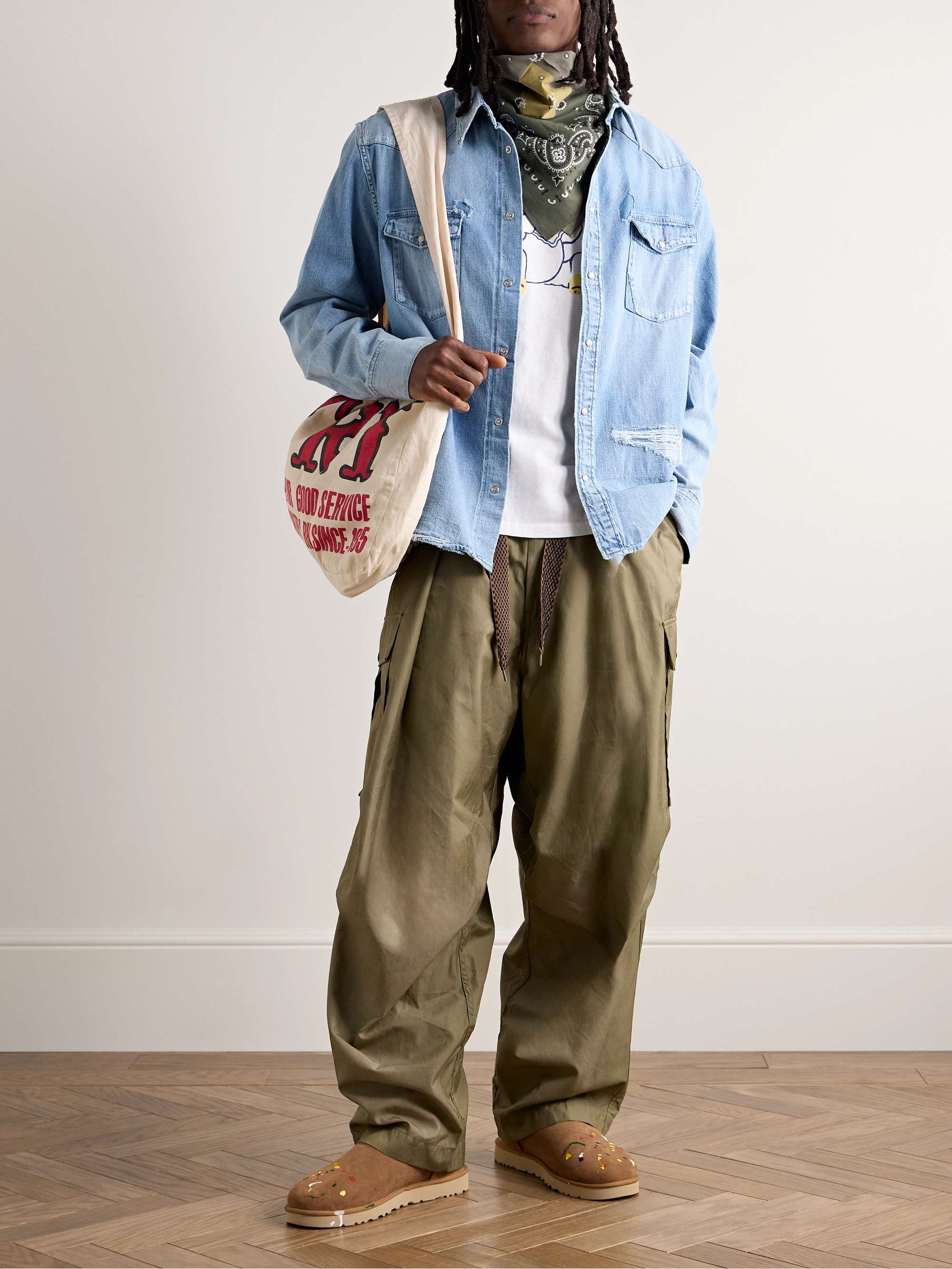 Social Sculpture Distressed Denim Western Shirt view
