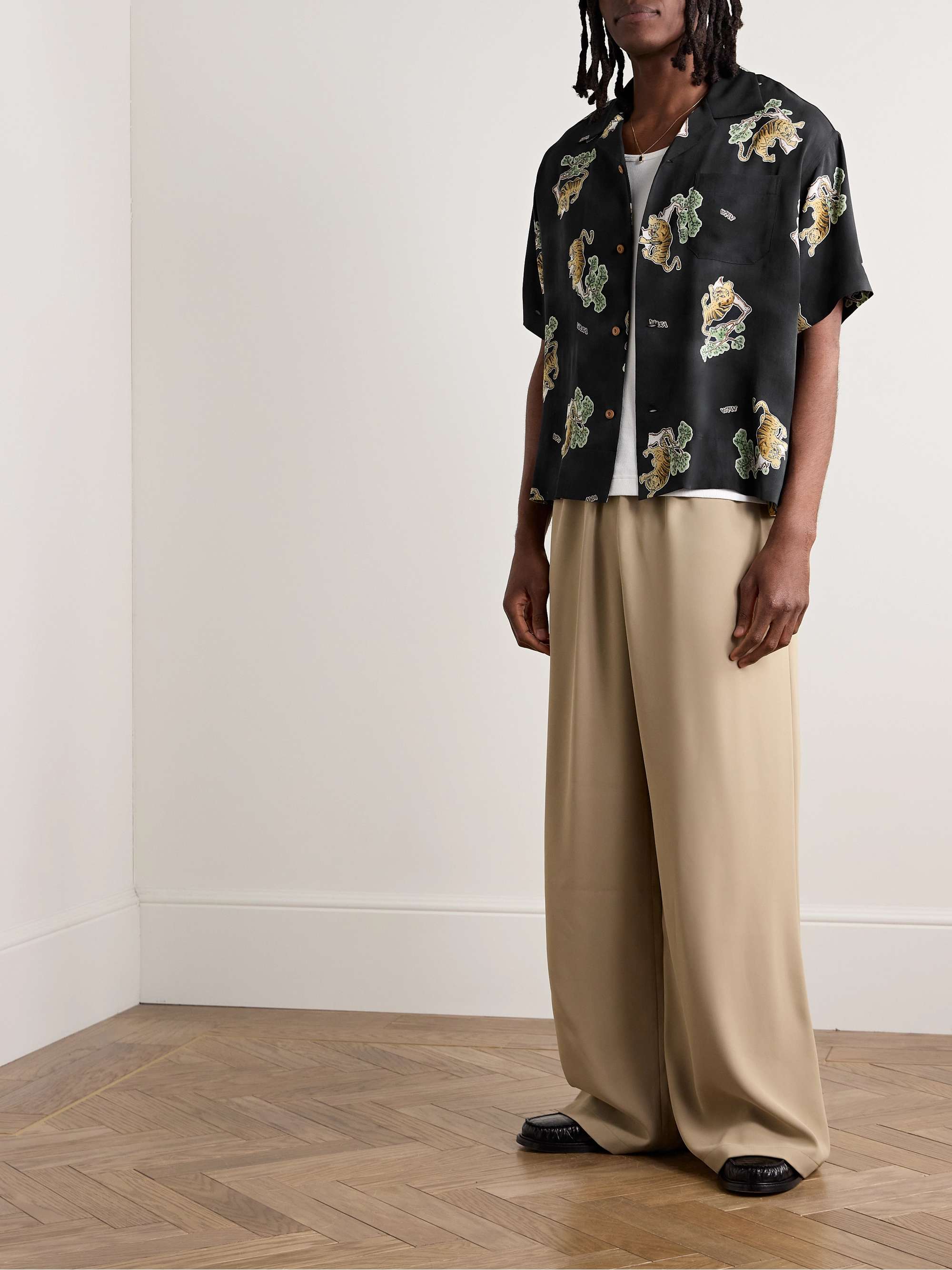 Copa Camp-Collar Printed Silk-Crepe De Chine Shirt view