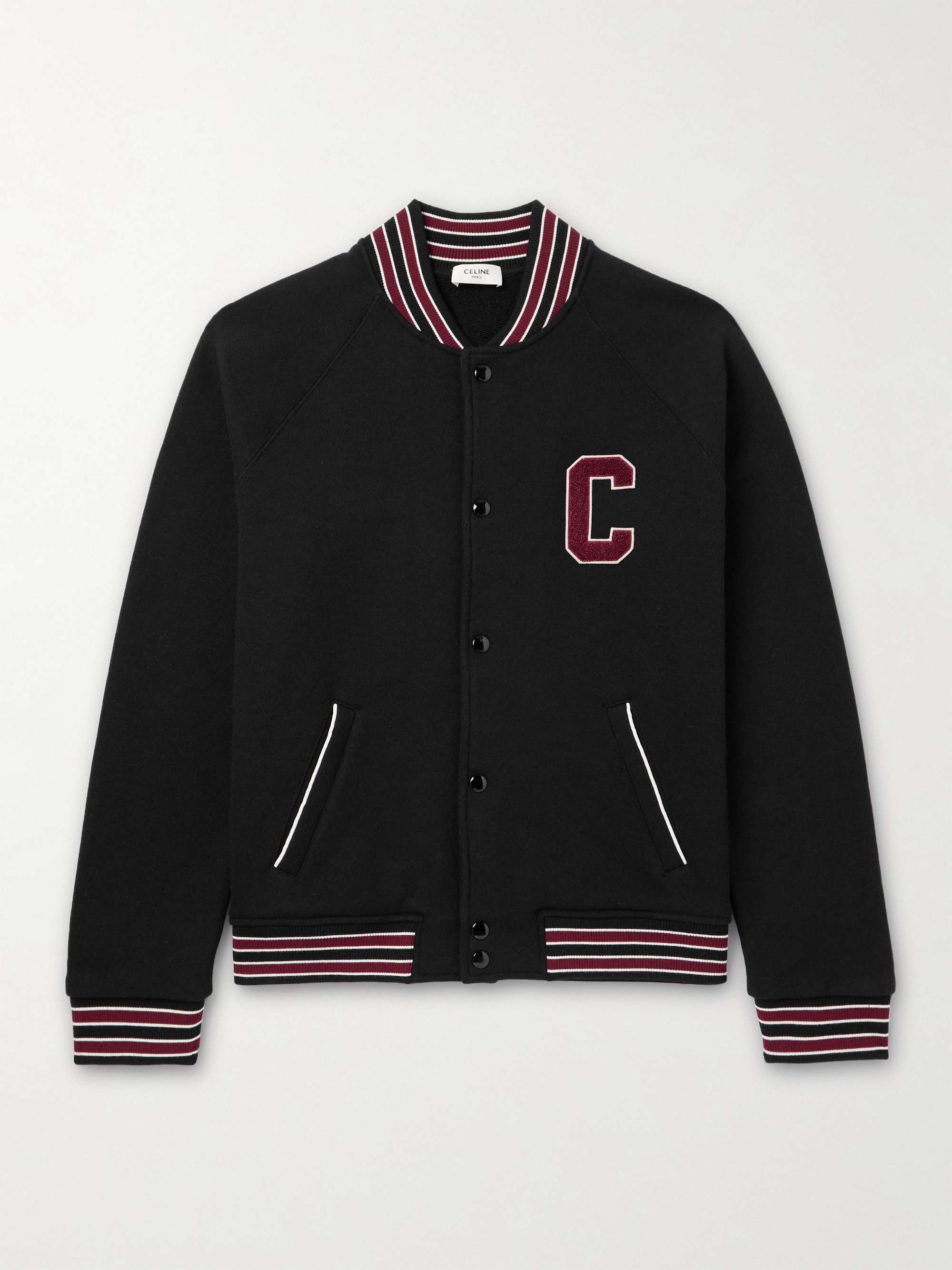 Teddy Logo-Appliquéd Cotton-Jersey Varsity Jacket view