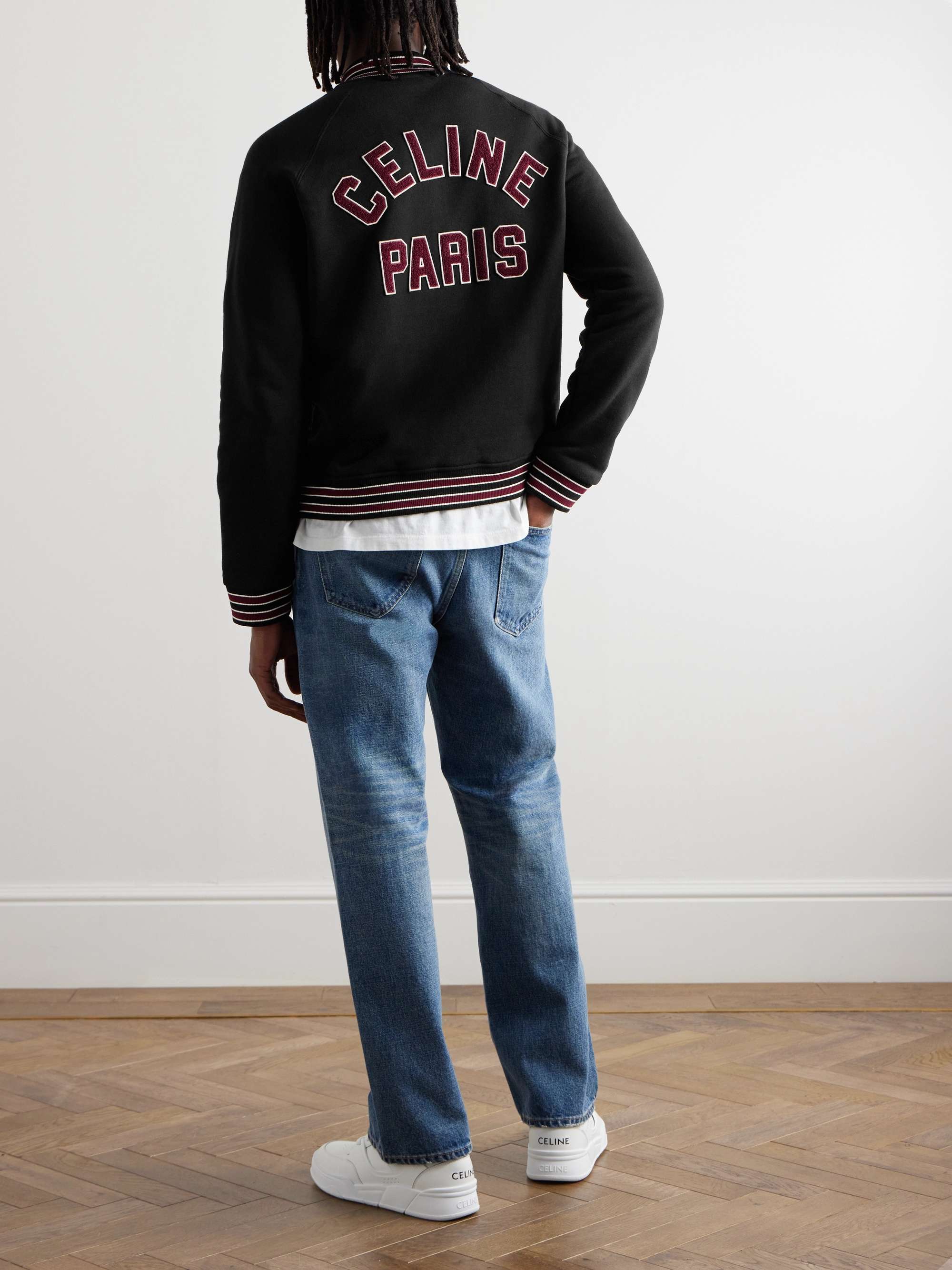 Teddy Logo-Appliquéd Cotton-Jersey Varsity Jacket view