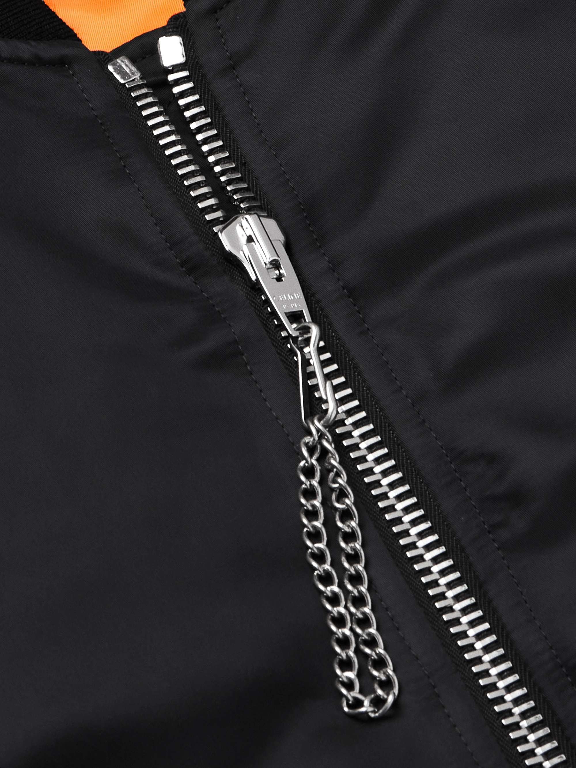 Logo-Print Chain-Embellished Shell Bomber Jacket view