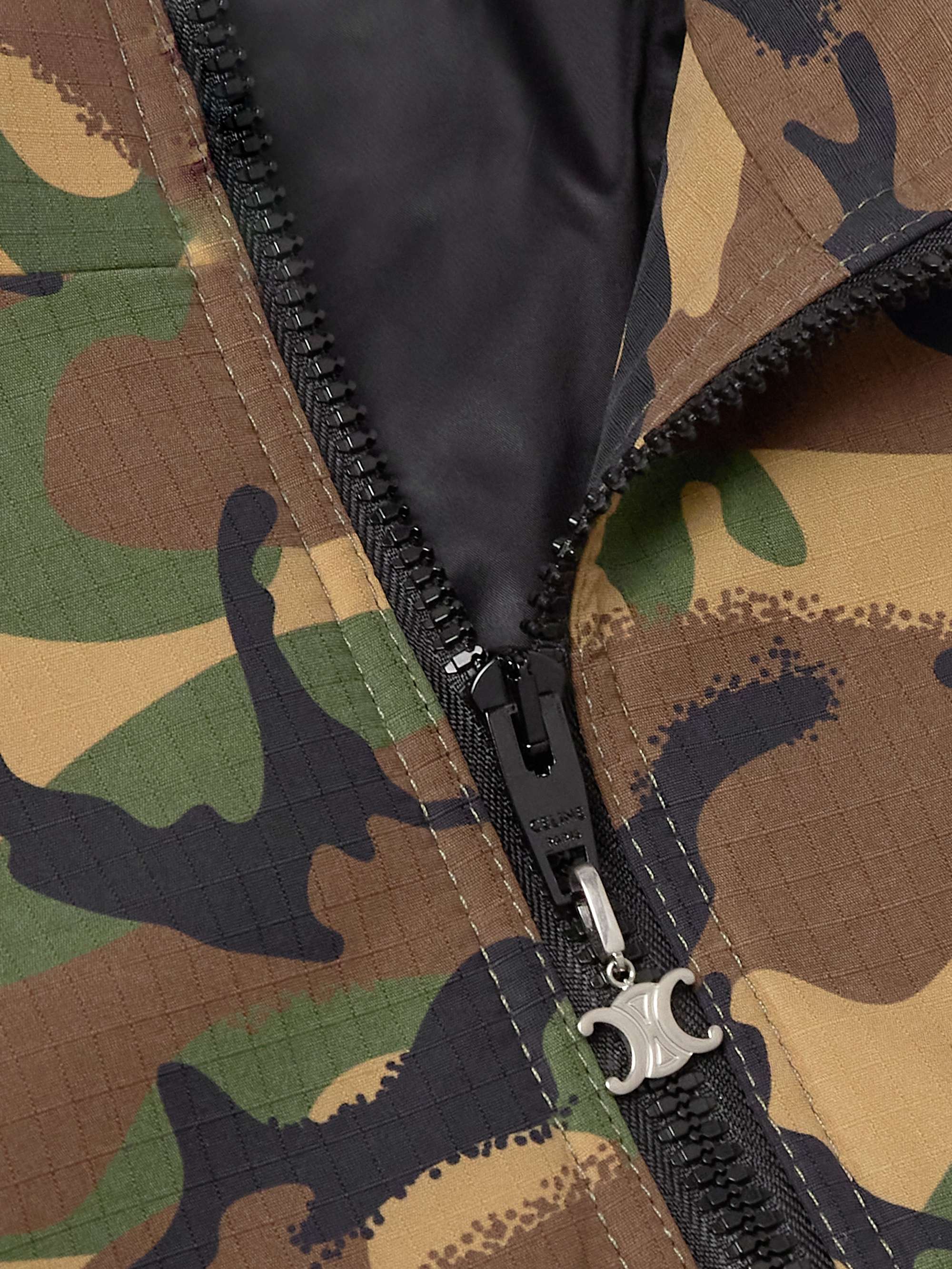 Logo and Camouflage-Print Ripstop-Trimmed Fleece Jacket view