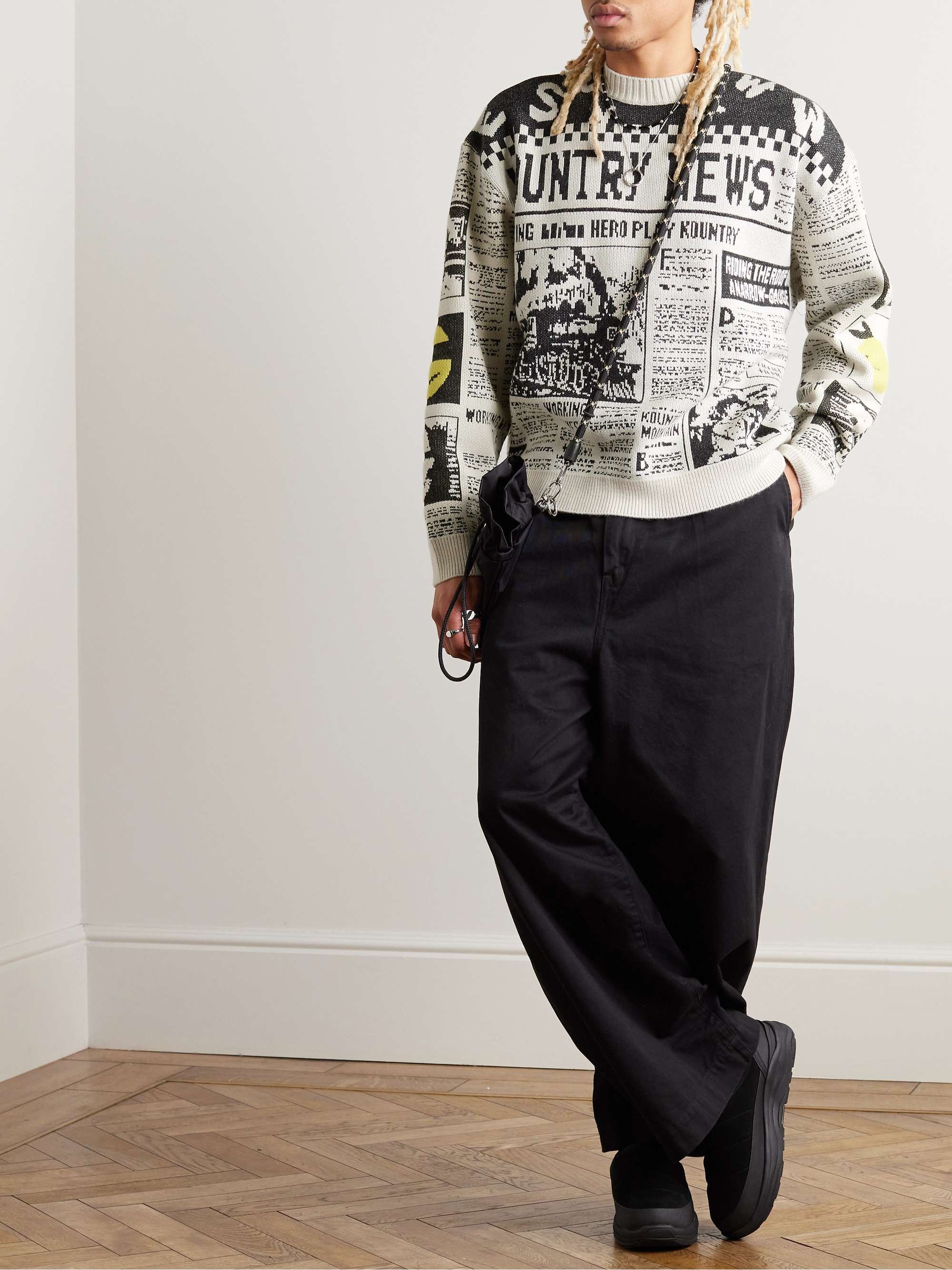 8G Newspaper Intarsia-Knit Sweater view