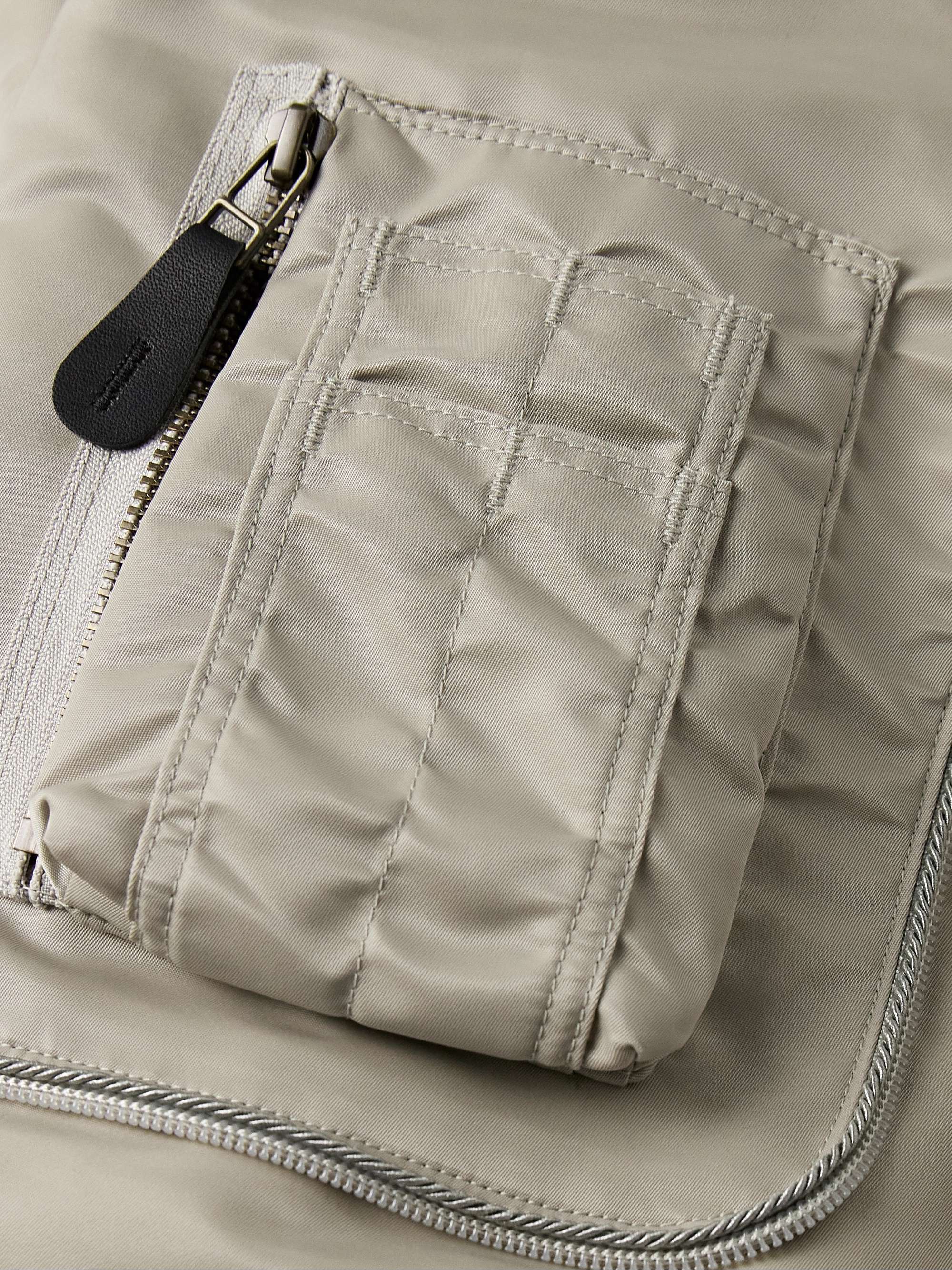 Sham Convertible Cracked Leather-Trimmed Shell Bomber Jacket view