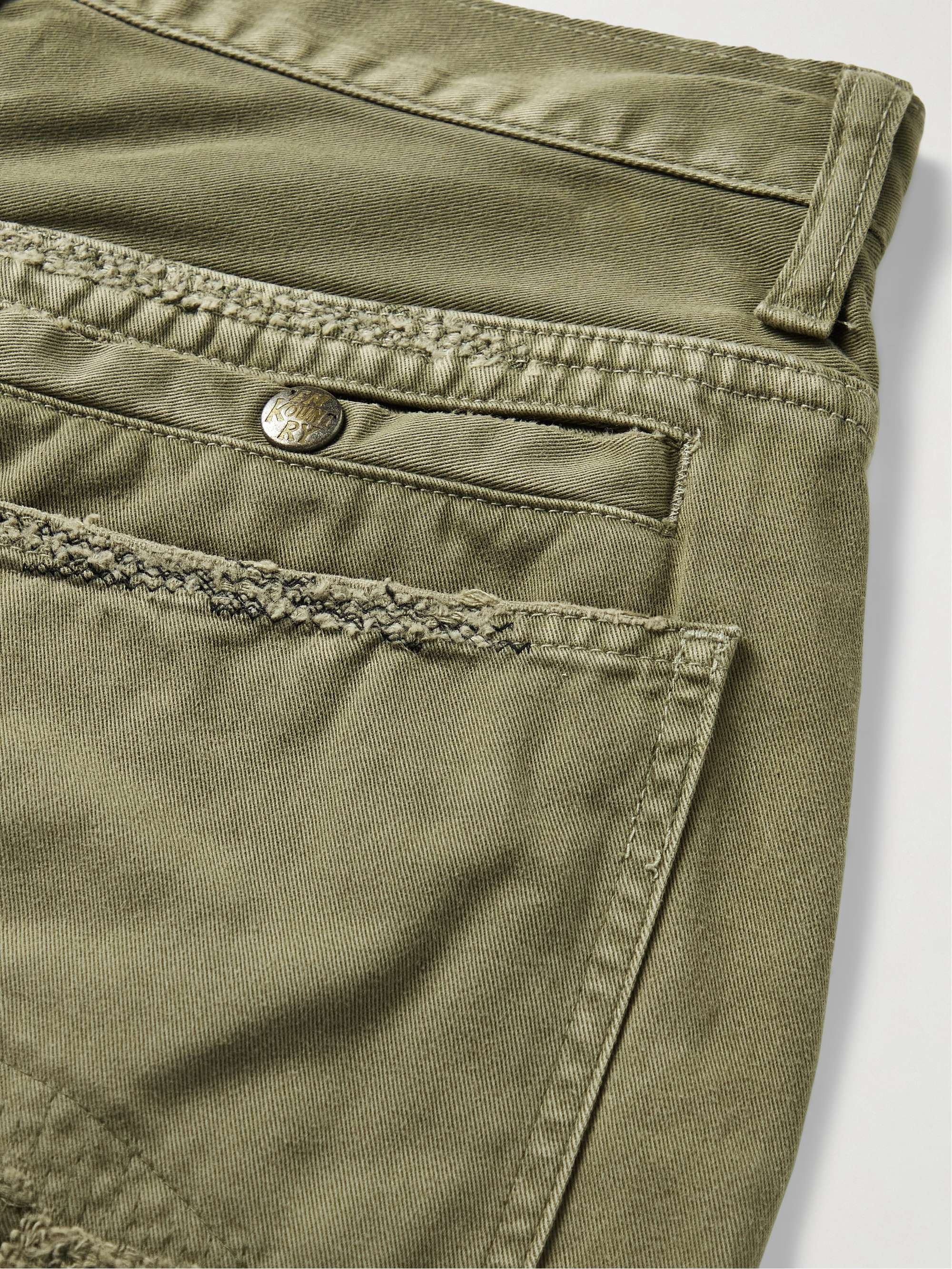 Katsuragi Port Wide-Leg Patchwork Distressed Cotton-Twill Trousers view