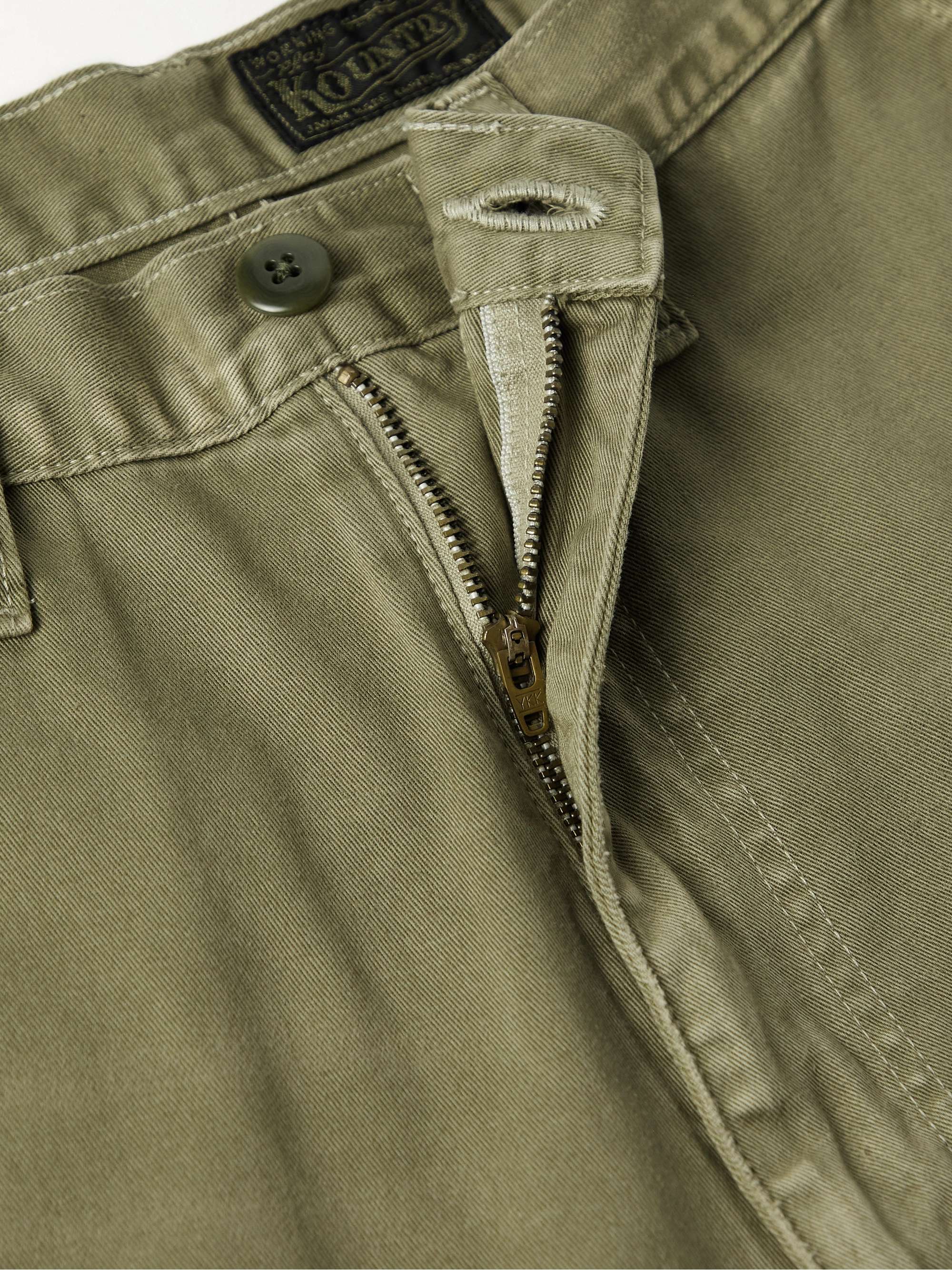 Katsuragi Port Wide-Leg Patchwork Distressed Cotton-Twill Trousers view