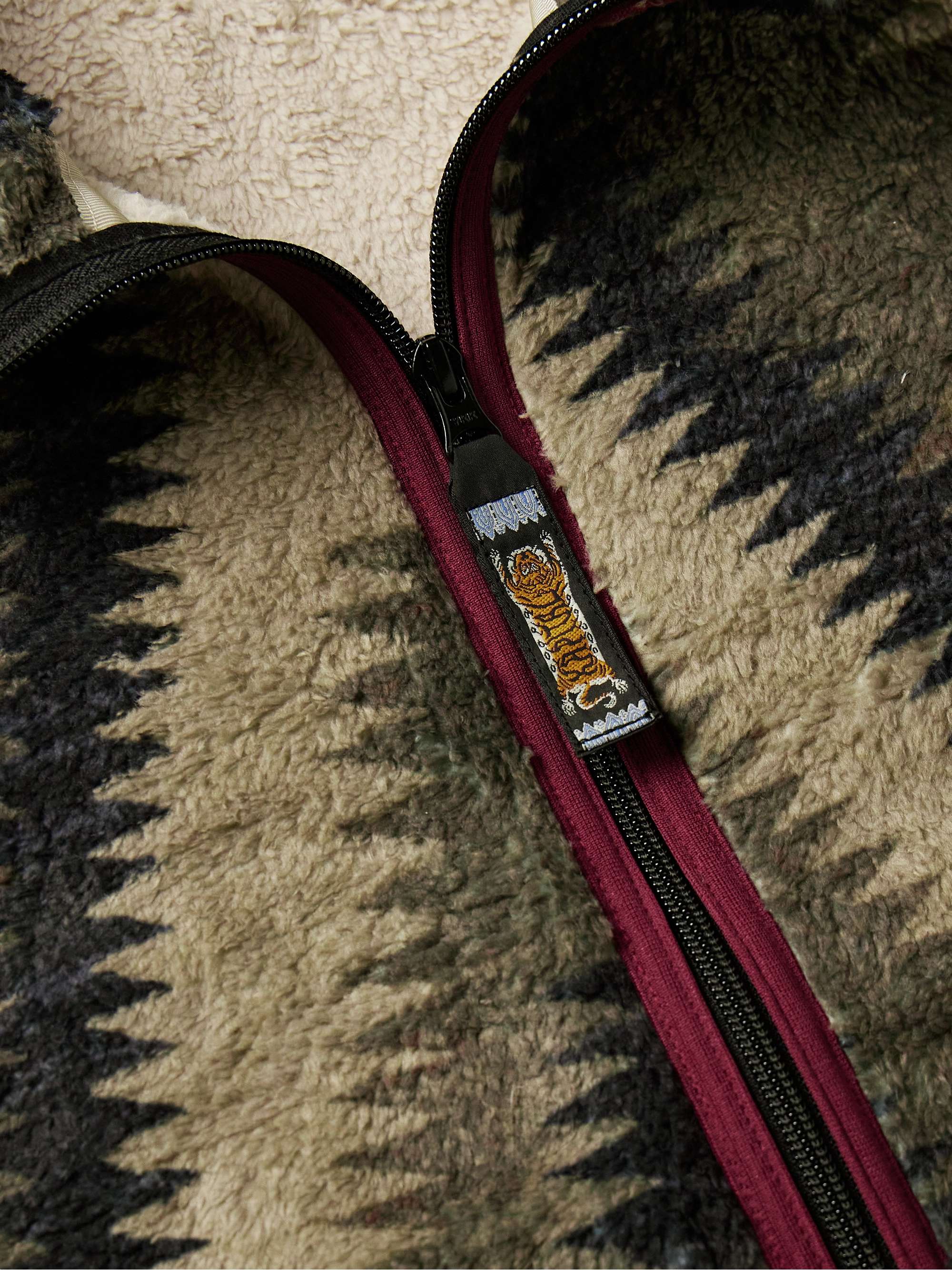 Jacquard-Trimmed Printed Fleece Jacket view