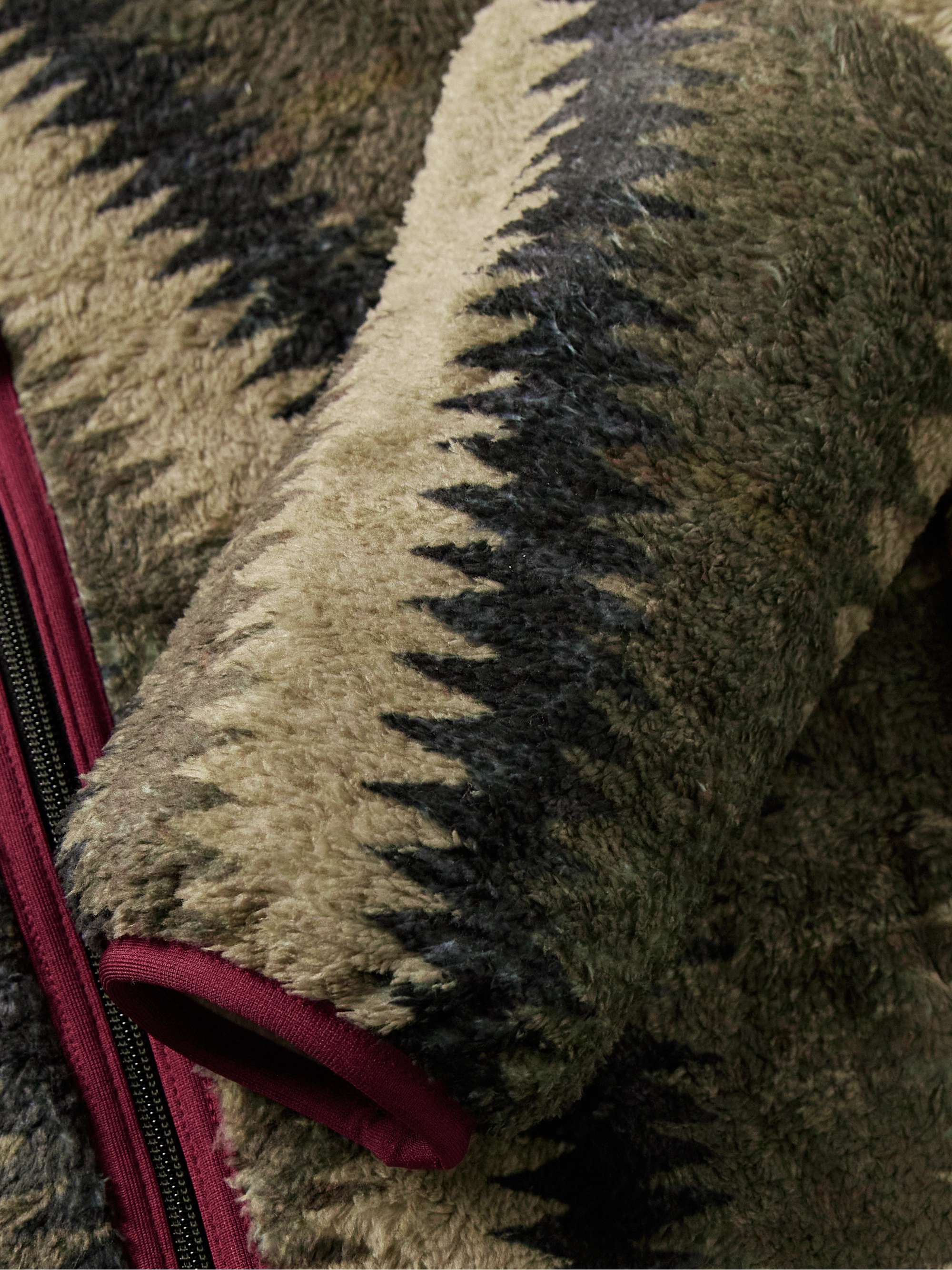Jacquard-Trimmed Printed Fleece Jacket view