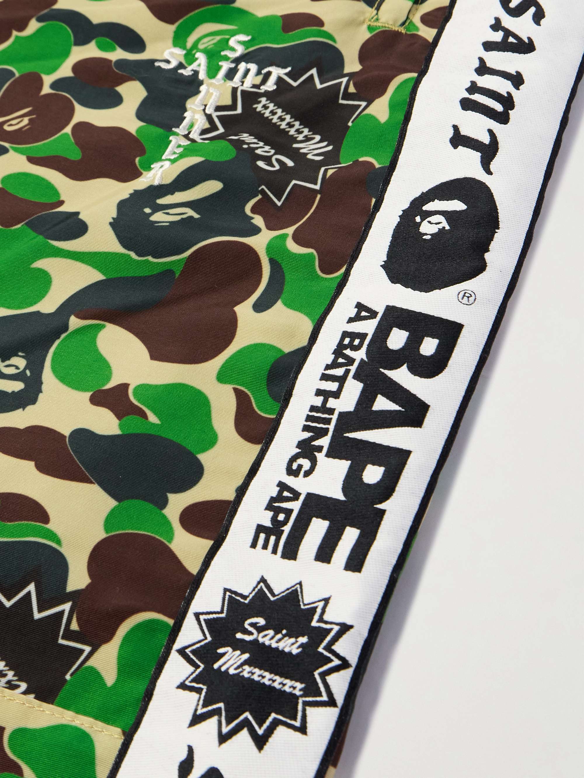 + BAPE® Straight-Leg Webbing-Trimmed Camouflage-Print Shell Trousers view