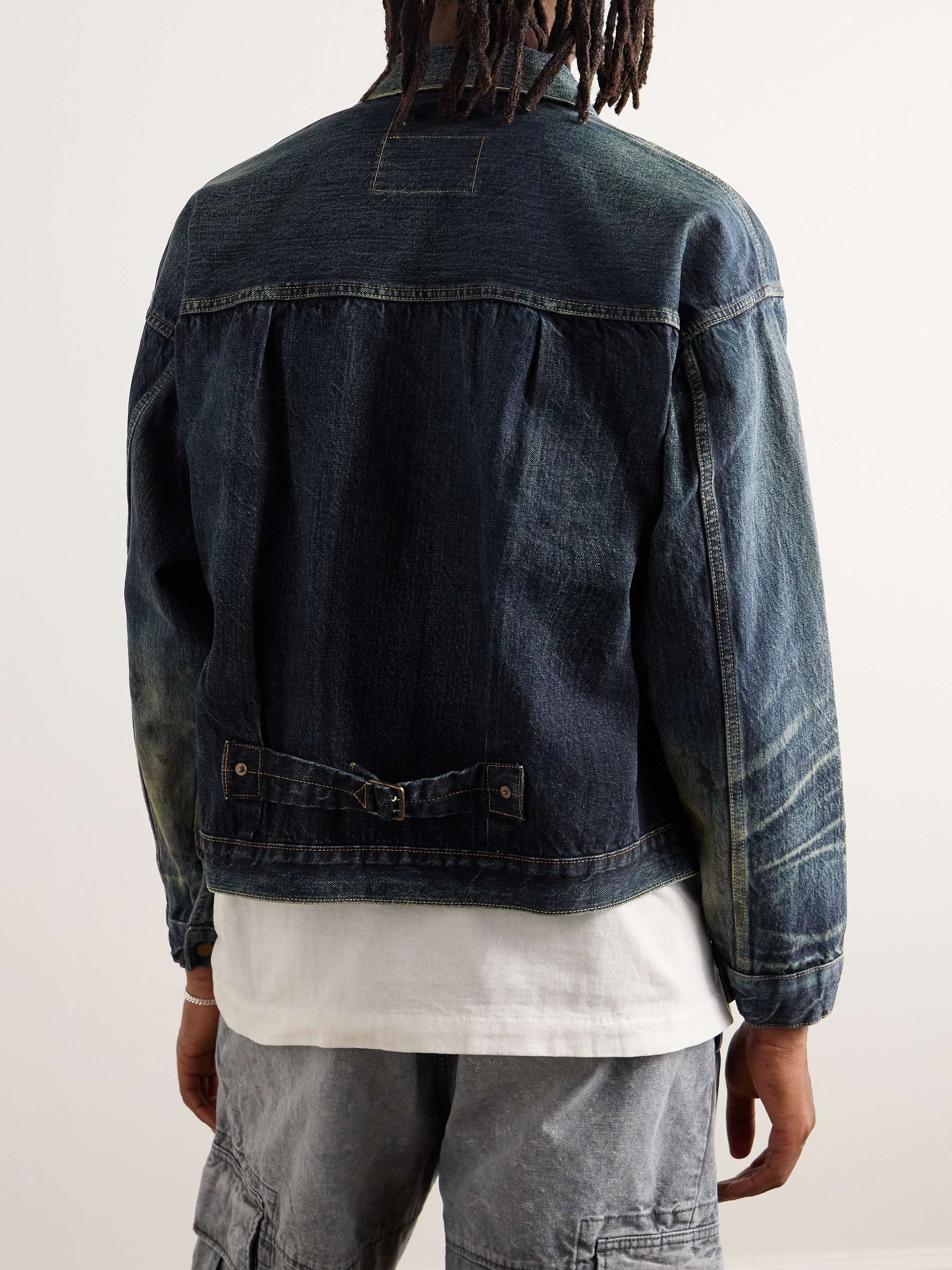 Distressed Pleated Denim Jacket view