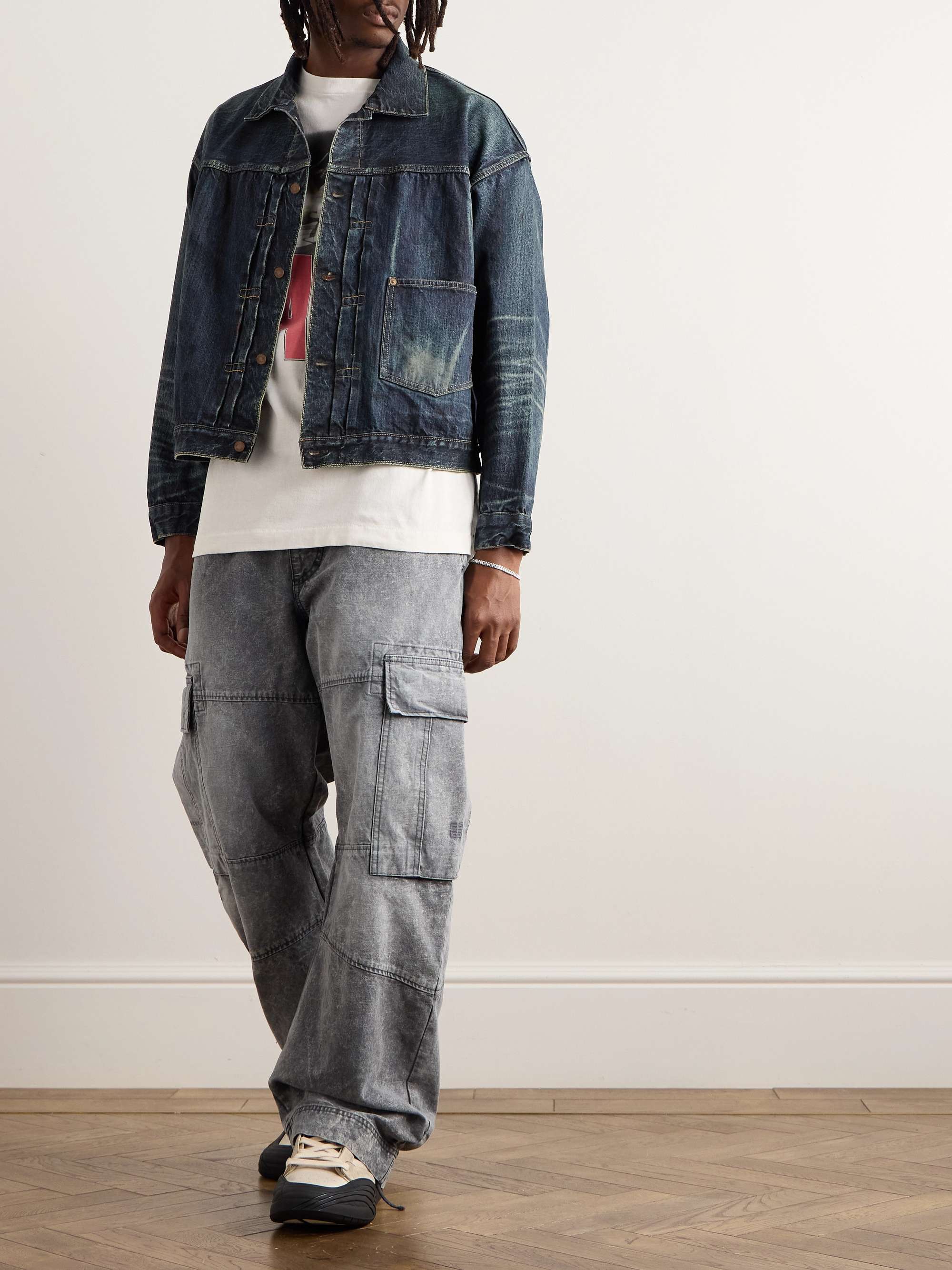 Distressed Pleated Denim Jacket view